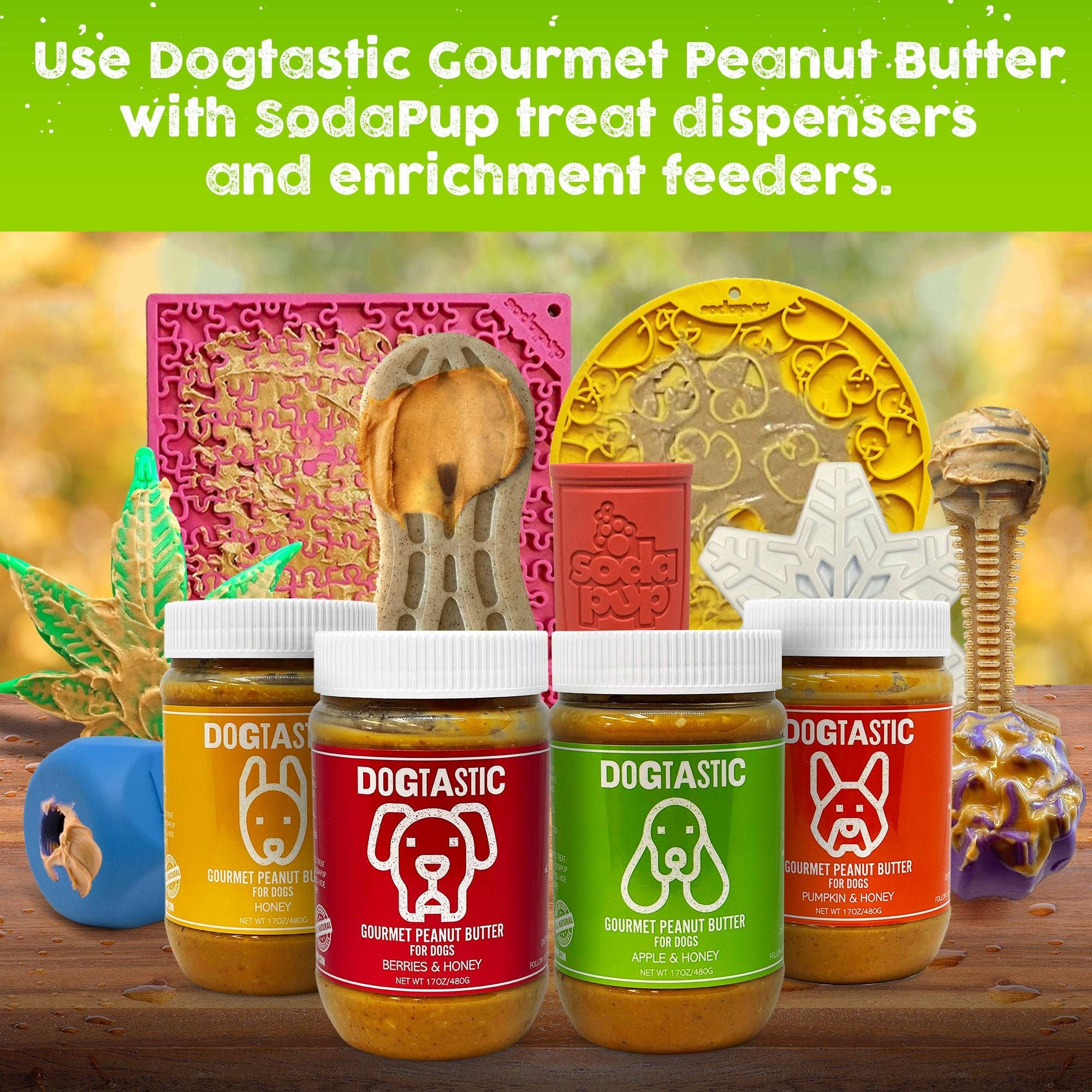 Dogtastic Jordnötssmör för Hund – Äpple & Linfrö | Berikning & Aktivering