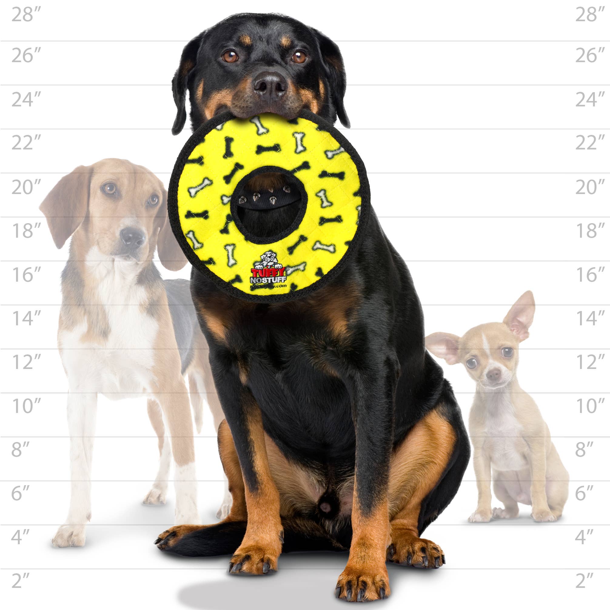 Tuffy No Stuff Ultimate Ring – Gul | Slitstark Squeaky Hundleksak