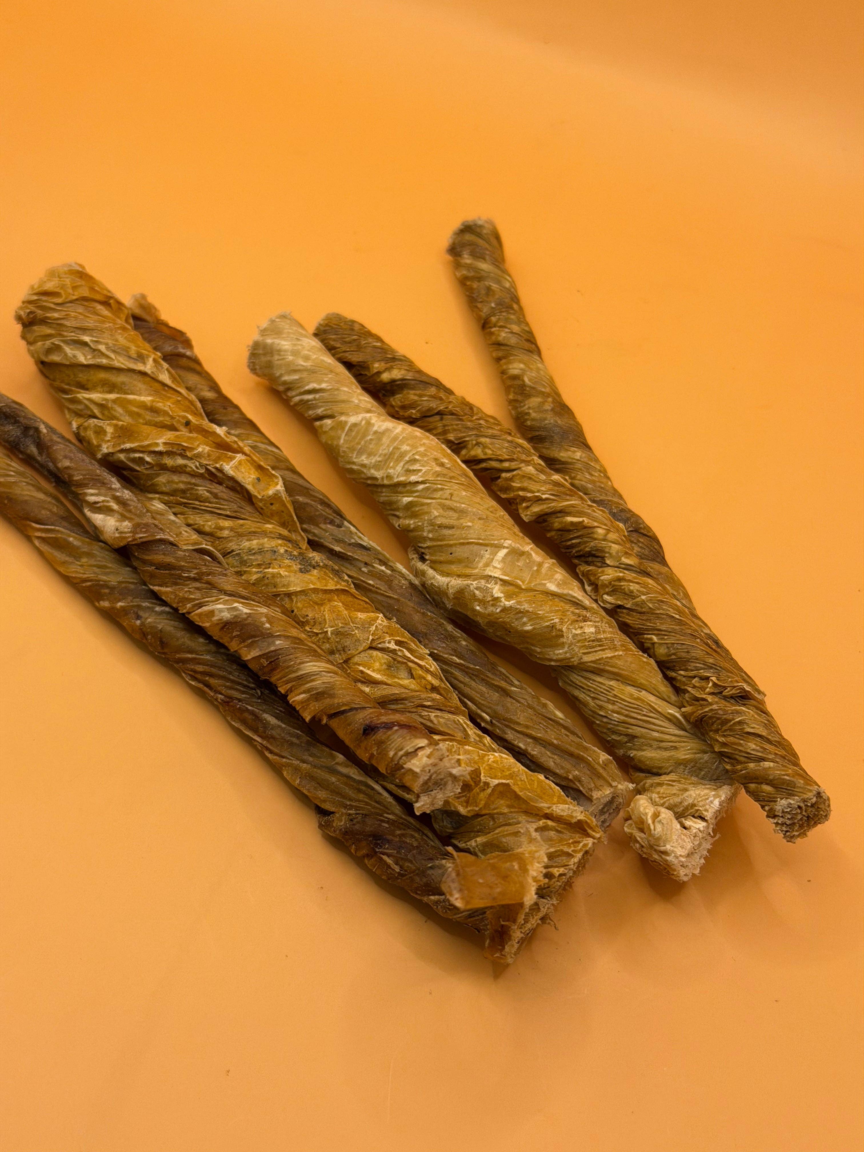 Kalvblåsa Sticks 250 g – Naturligt hundtugg av 100 % kalv