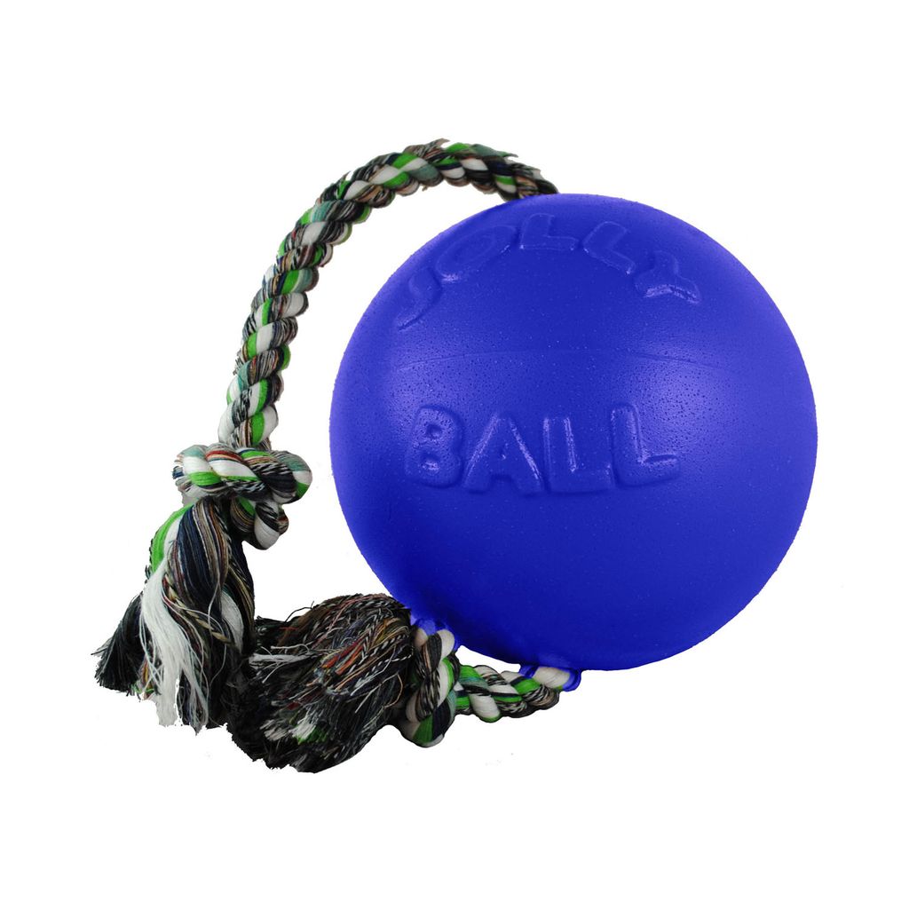Jolly Ball Romp-n-Roll 15 cm orange – tålig hundboll med rep och vaniljdoft