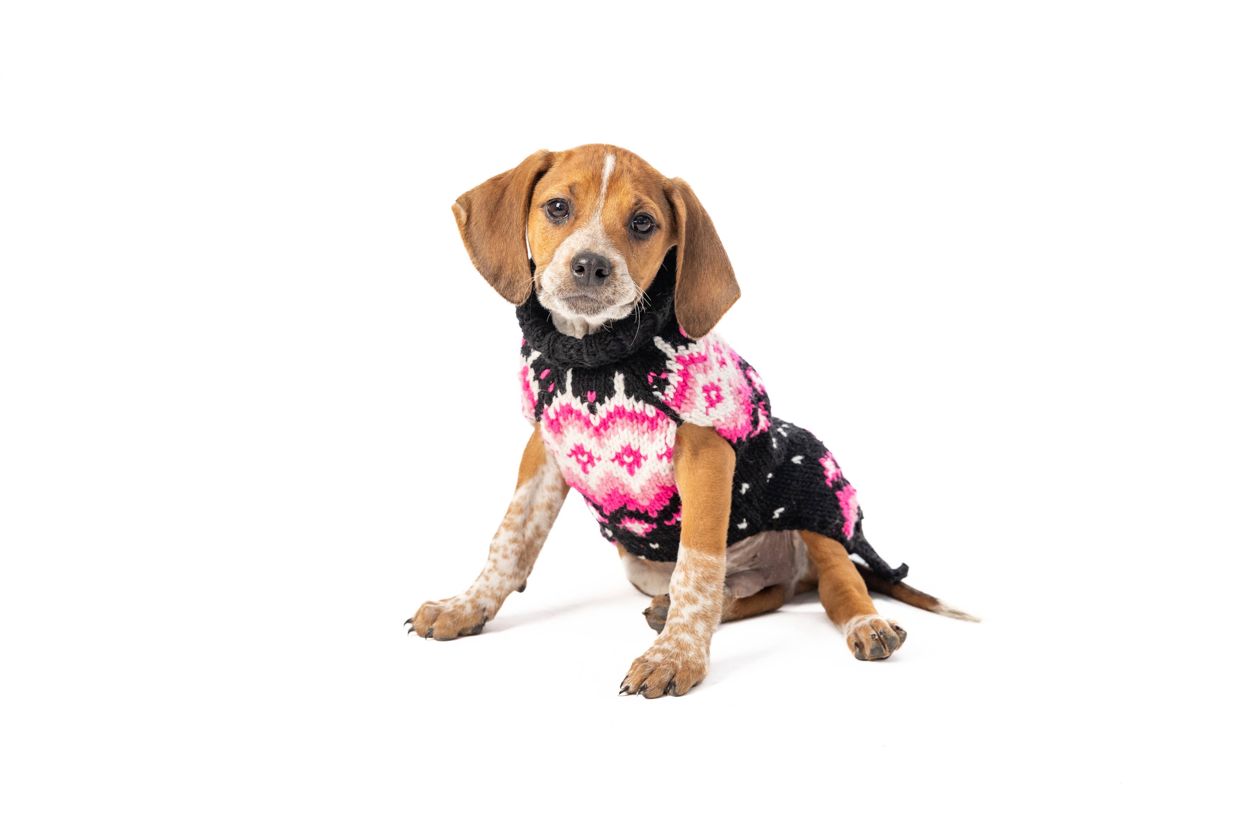 Chilly Dog Arctic Pink – handstickad hundtröja i alpackaull Large
