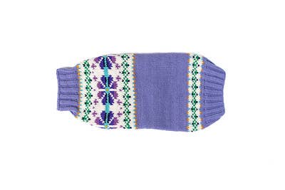 Chilly Dog Lavender Flowers – handstickad hundtröja i 100% fårull Large