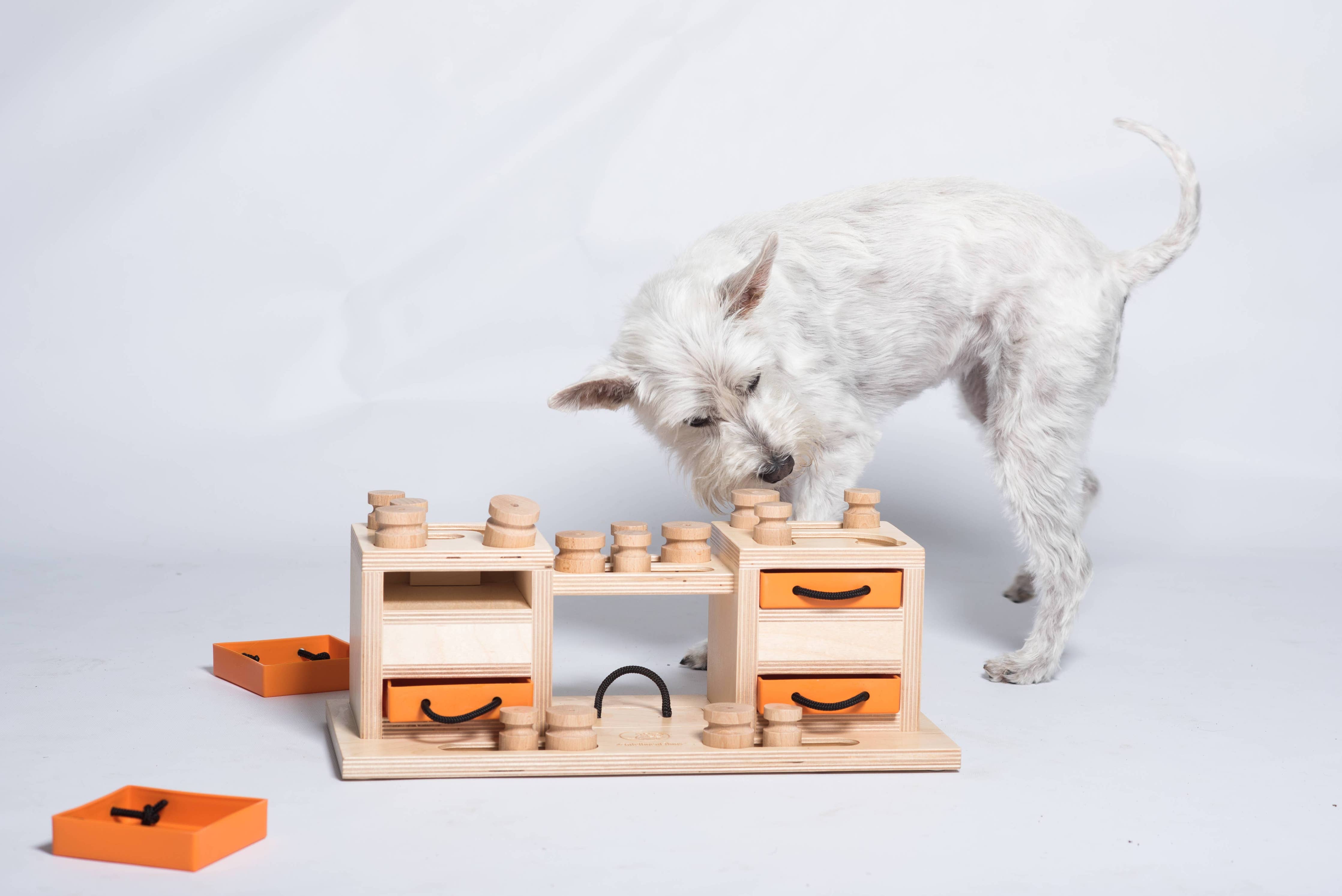 My Intelligent Dogs® Two Towers – avancerat intelligensspel i trä för hundar