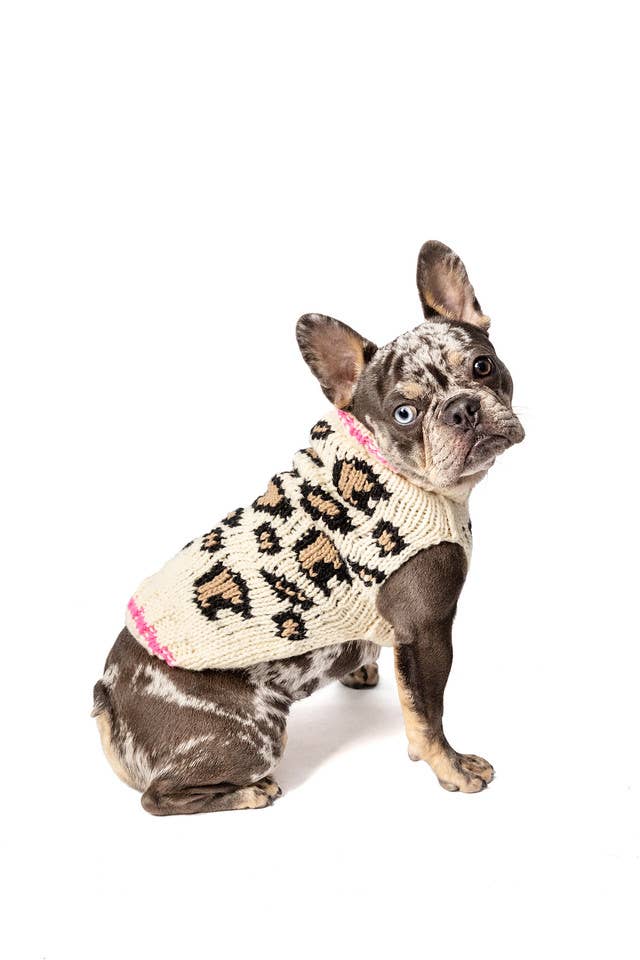 Chilly Dog Leopard Dog – handstickad hundtröja i alpackaull XXL