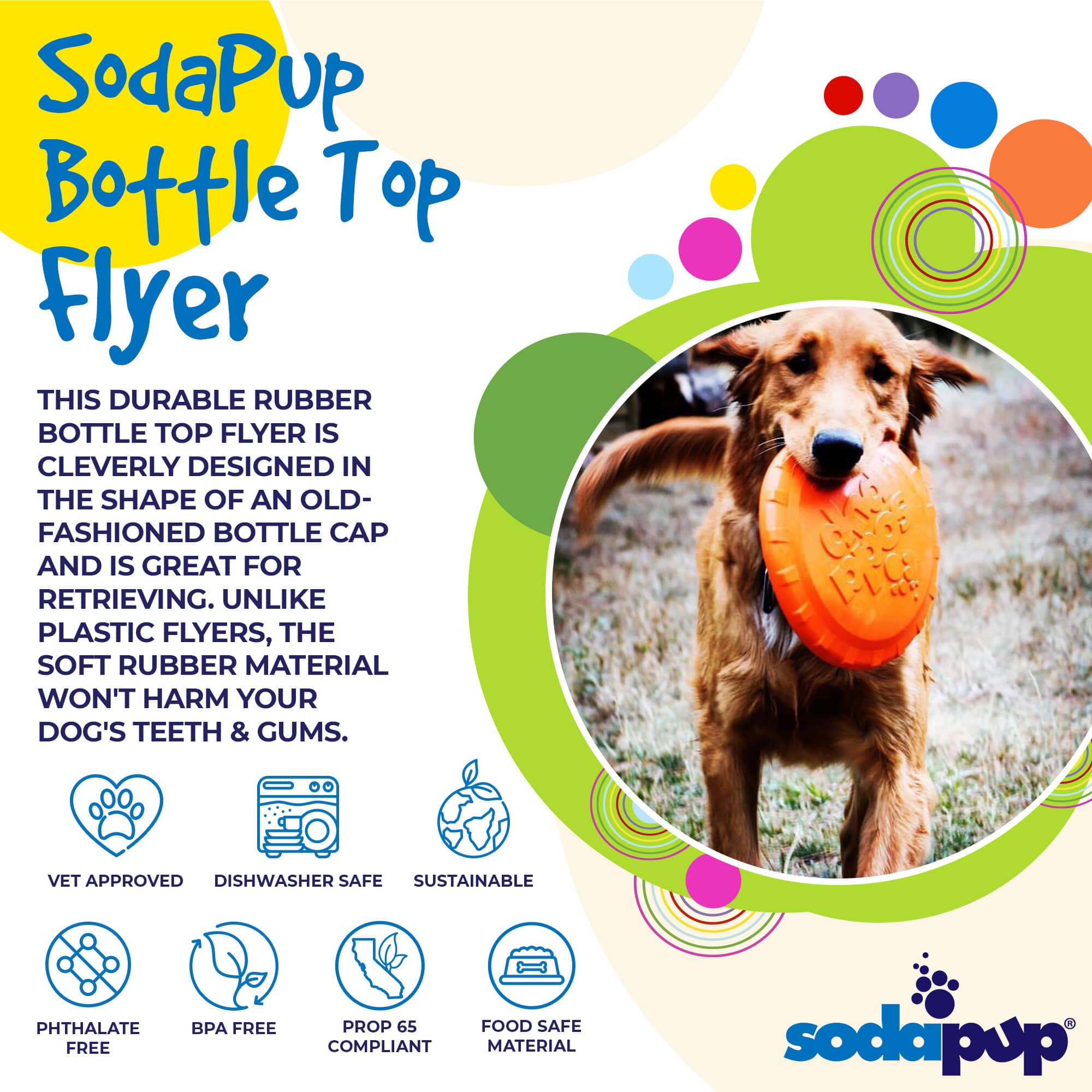 SodaPup Dog Toys - SP flaska Top Flyer - Flygande leksak - Flera storlekar - orange