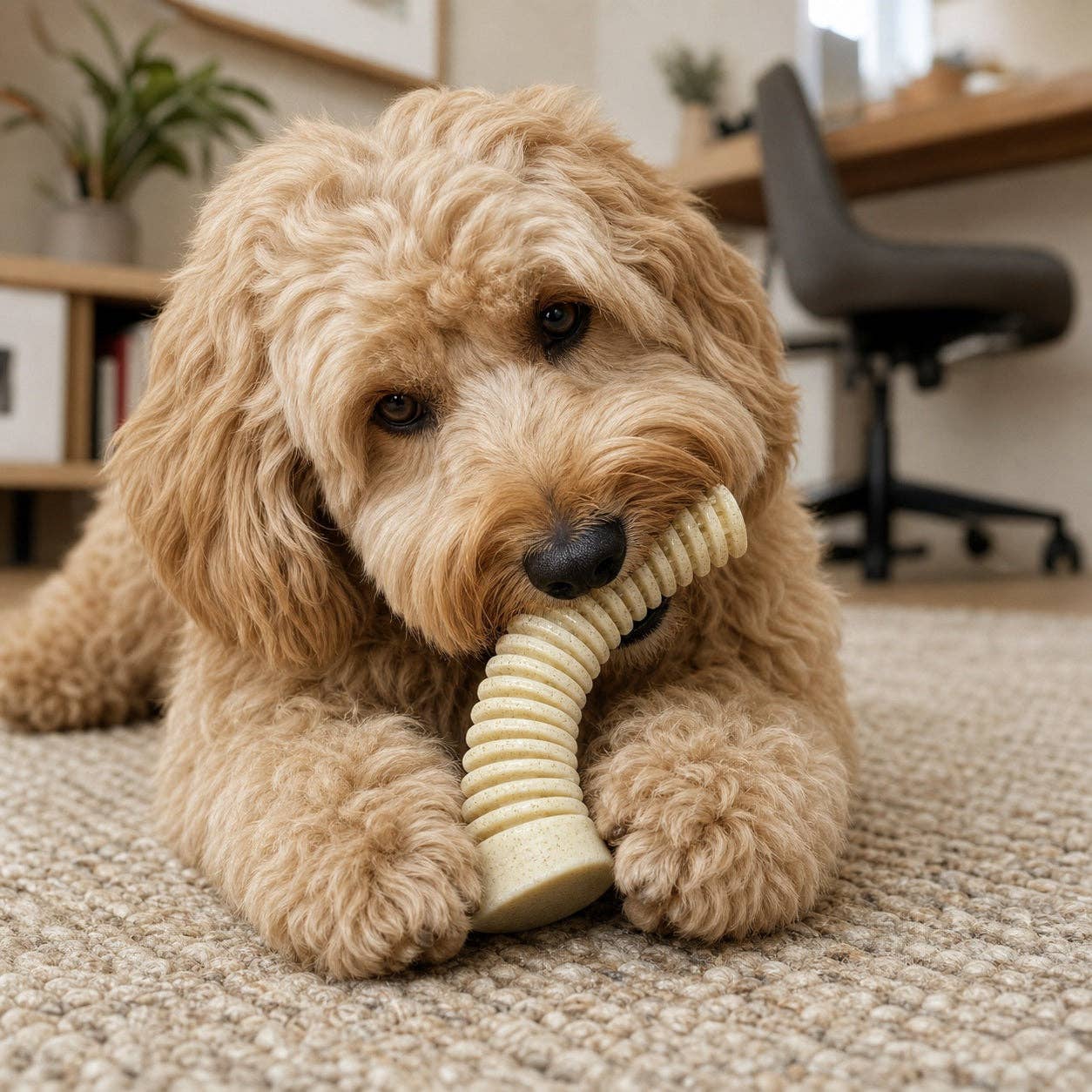 Flufflehorn Dental Antler XL – hornformat nylontugg för hund