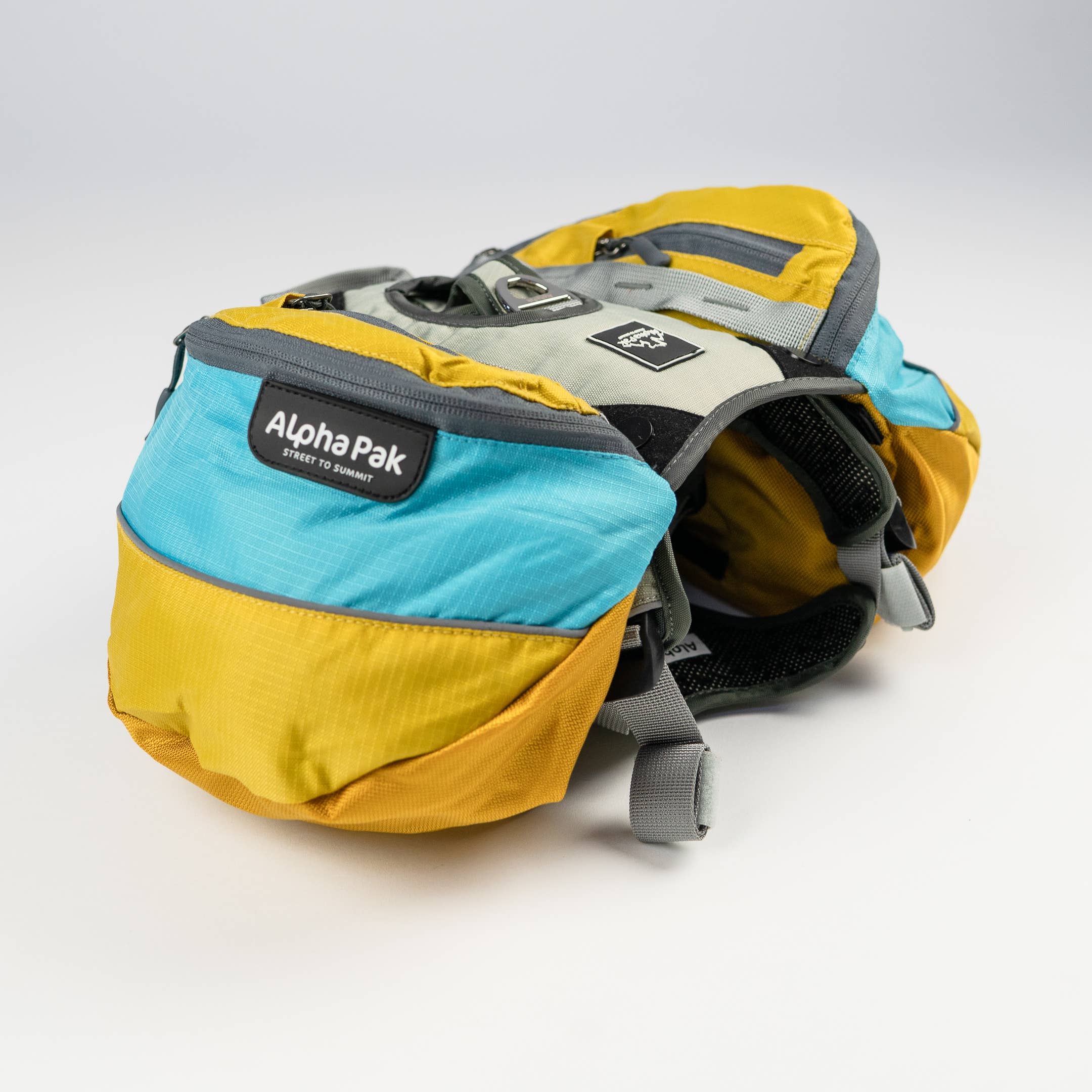 Camping With Dogs and AlphaPak - Adventurer 2-delat hundpaket med EZ Latch™: Lila / Medium - Bröst 22-27in - Hals 14-20in.