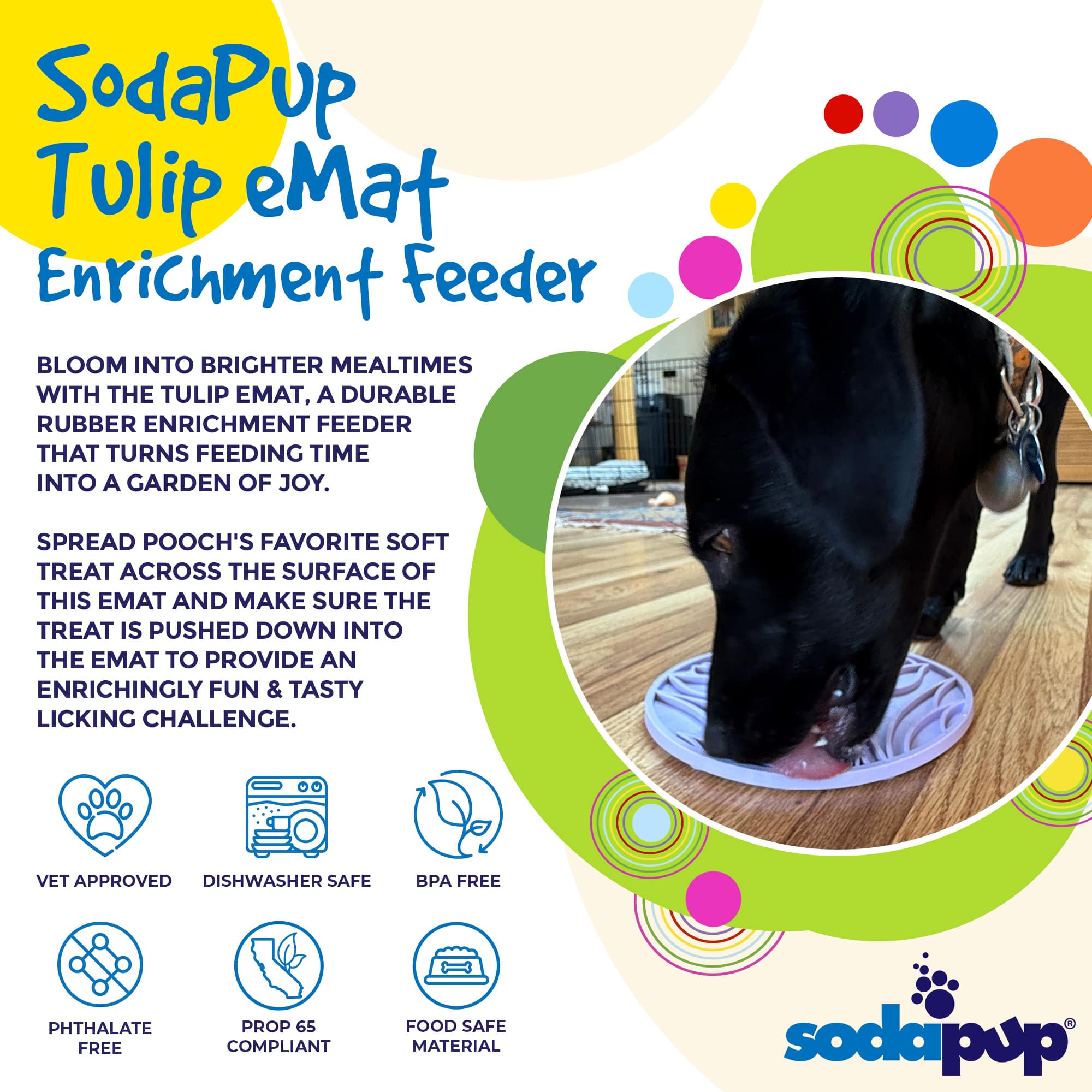 SodaPup Dog Toys - Tulpan Design eMat Berikningsslickmatta Med Sugkoppar: Pastelllila Lotus emat
