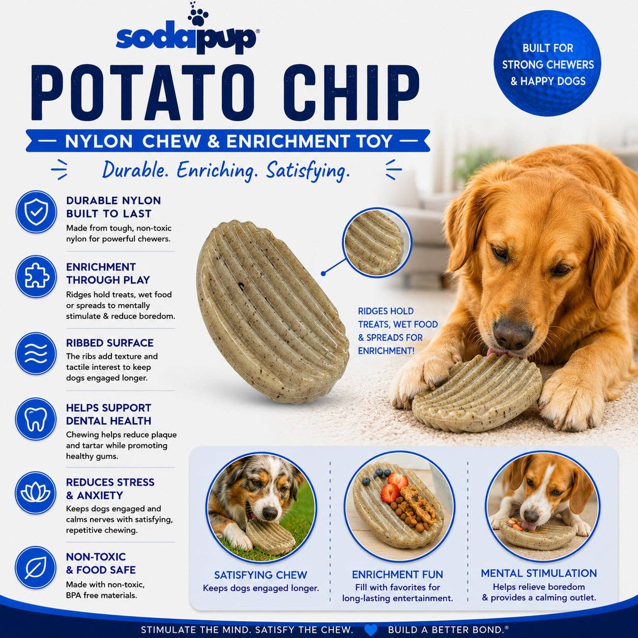 Potatischips – nylontugg och berikningsleksak för hund