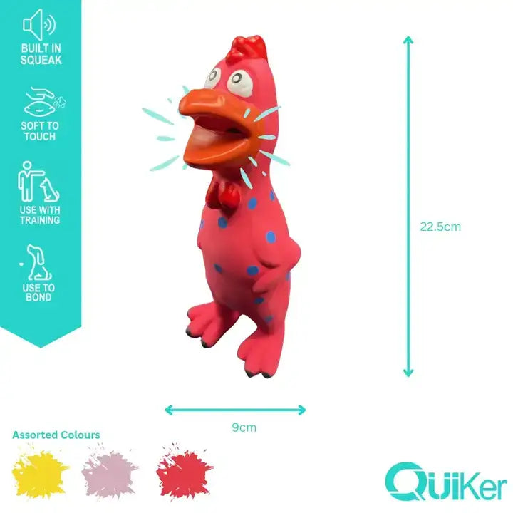 Tjutande latexkyckling 22 cm – hundleksak med pip