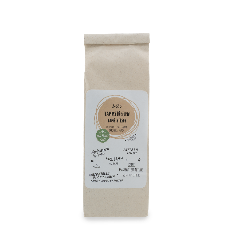 Ekologiska lammstrimlor 150 g – Torkat hundgodis monoprotein NYHET!