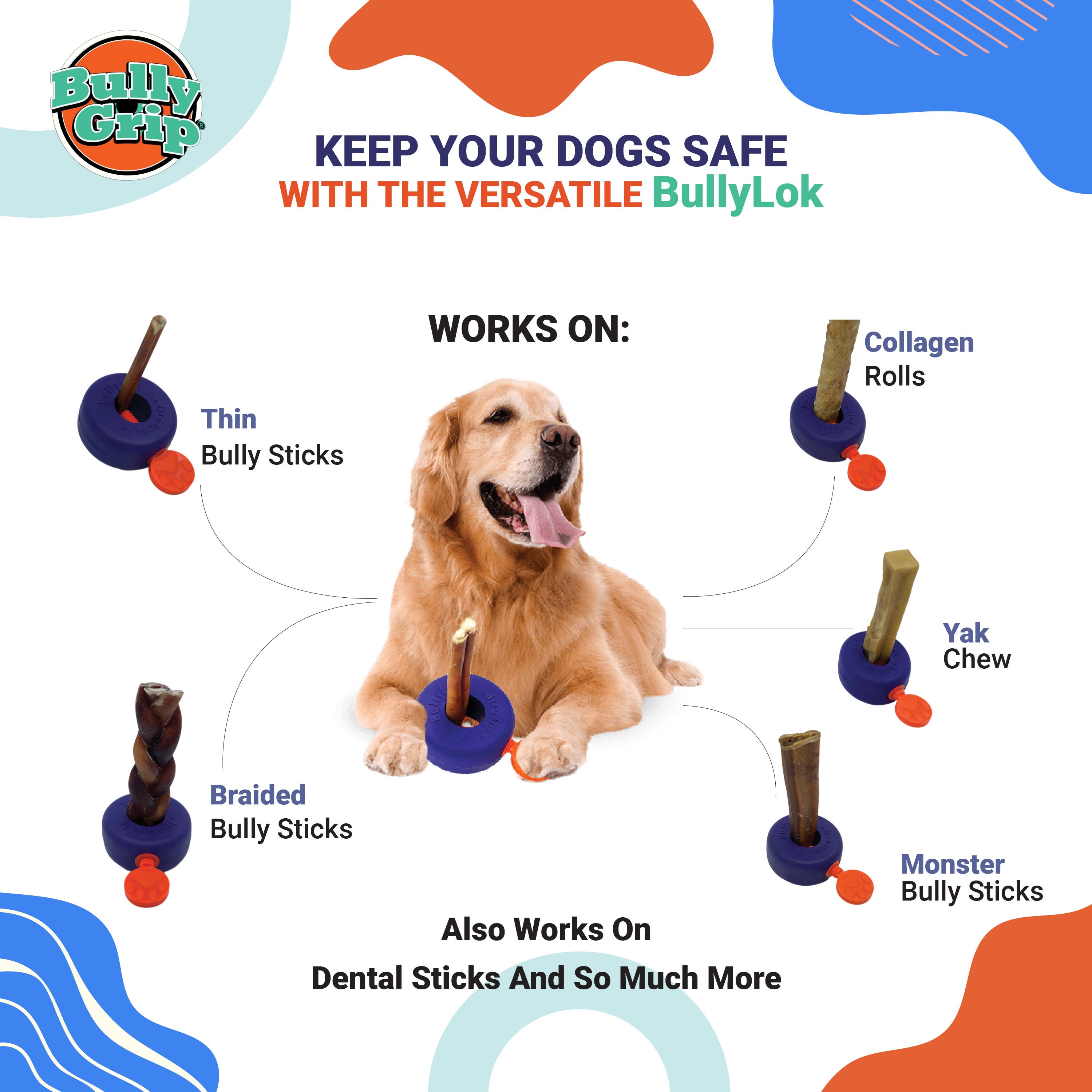 Tugghållare för hund – säkrare tugg för bully sticks, yakost & horn | Bully Lok