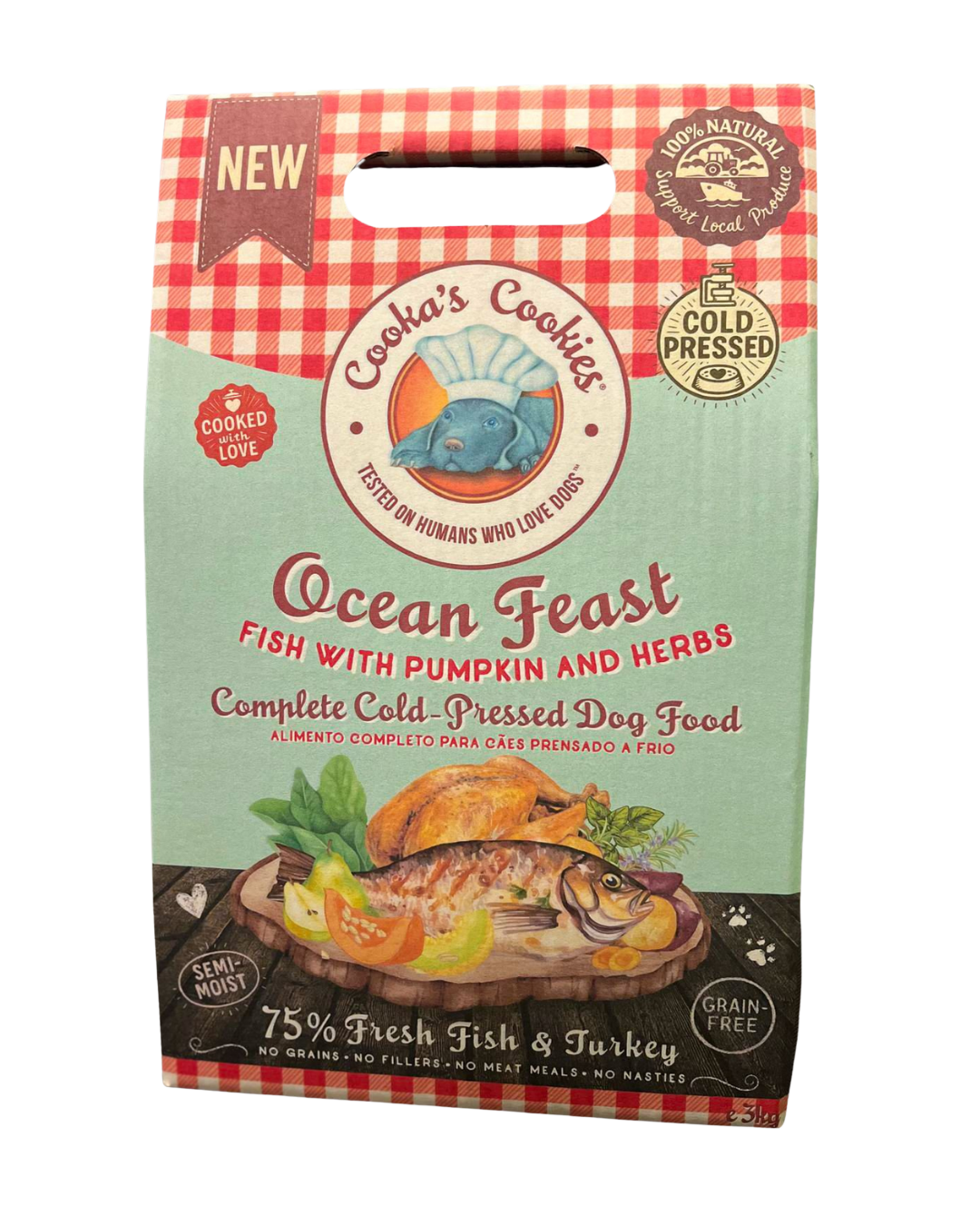 Kallpressat hundfoder med semi-moist fisk & kalkon