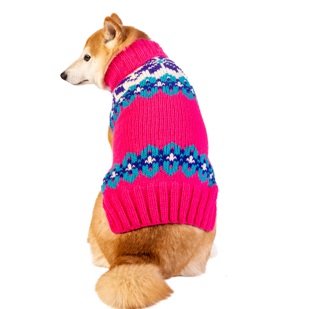 Chilly Dog Elsa Dog – handstickad hundtröja i alpackaull Medium