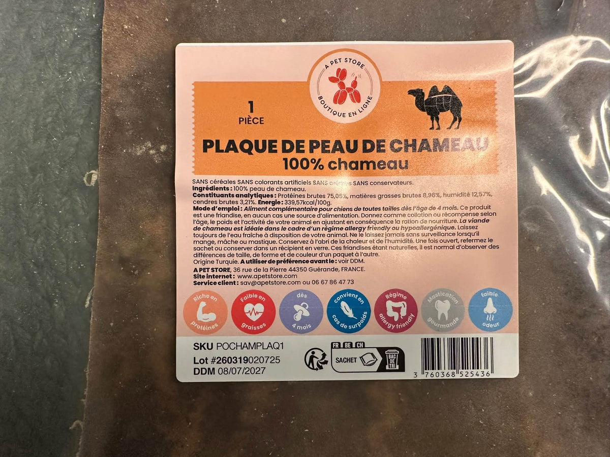 Kamelhud Platta – ca 17 × 20 cm begränsat parti