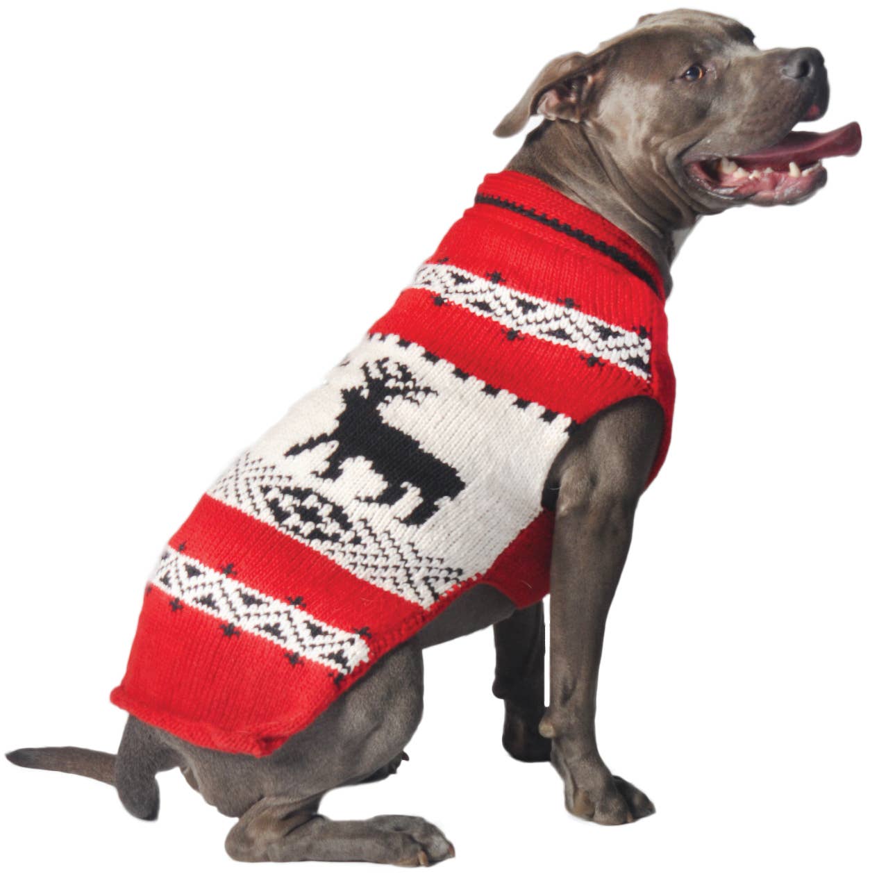 Chilly Dog Red Deer – handstickad hundtröja i alpackaull Large