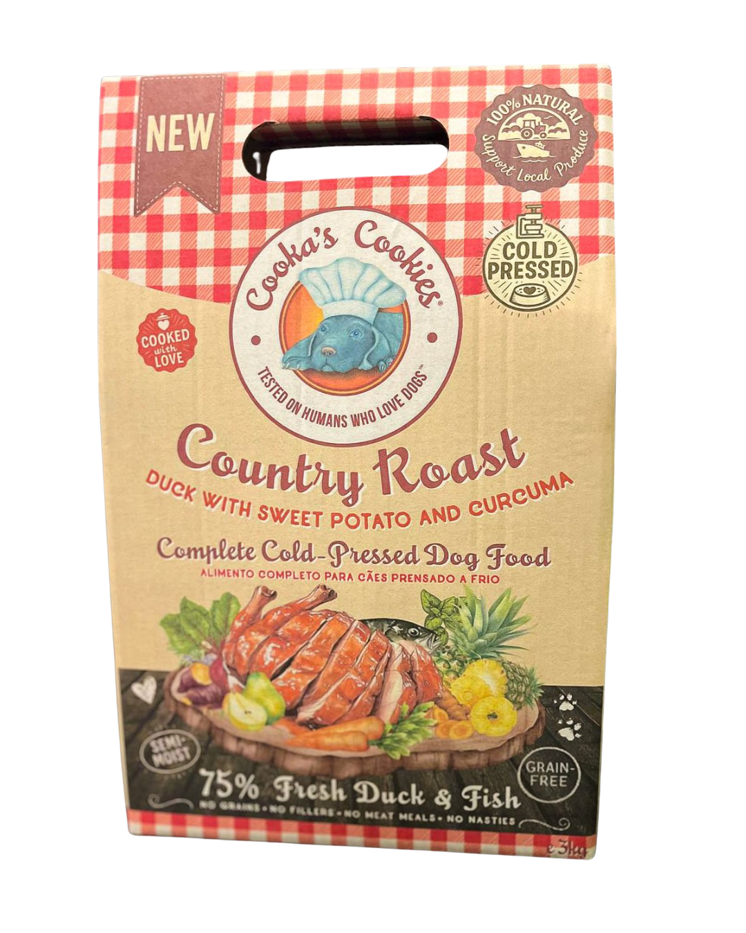 Country Roast – Kallpressat hundfoder med 75 % anka & fisk, 3 kg
