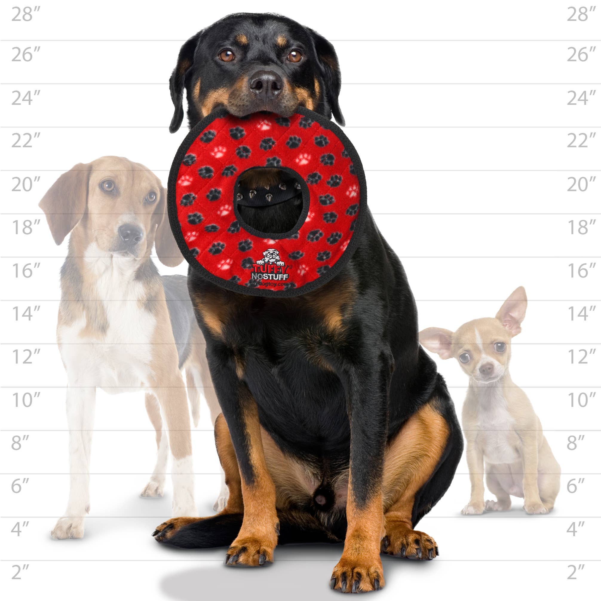 Tuffy No Stuff Ultimate Ring – Röd | Slitstark Squeaky Hundleksak