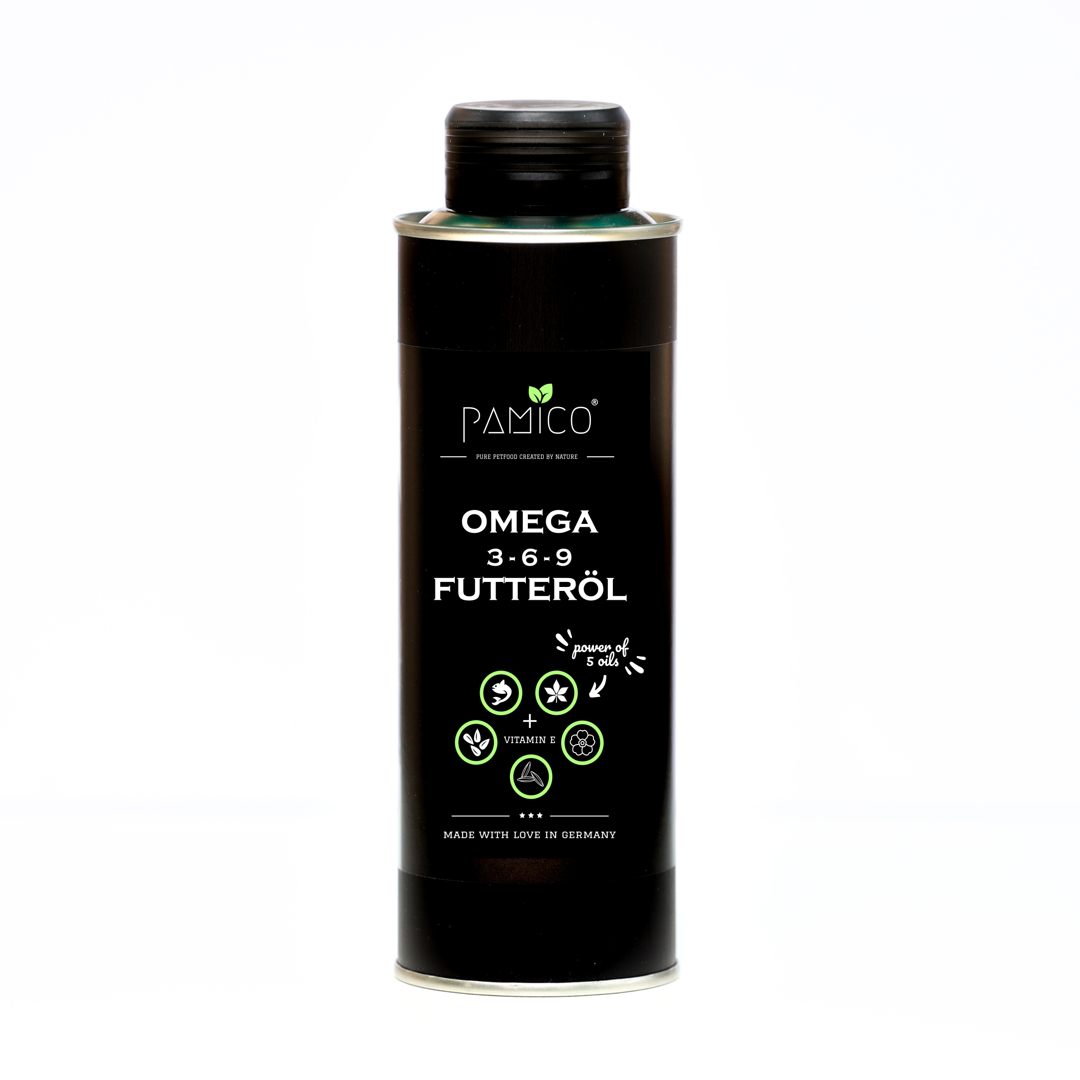 Pamico – Foderolja Omega 3-6-9 + Vitamin E | Naturligt tillskott för hud, päls och välbefinnande