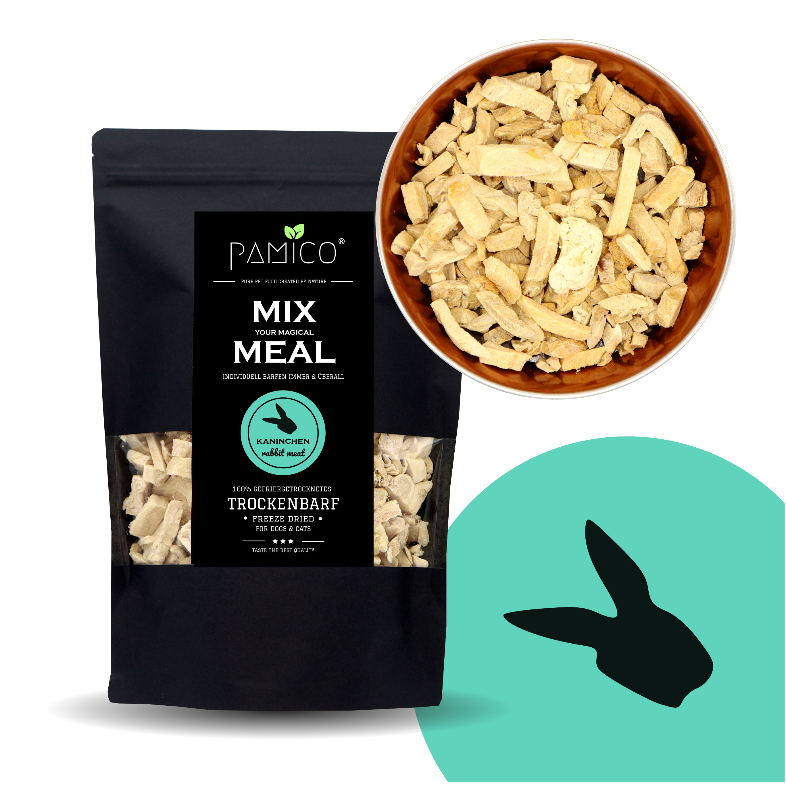 Pamico – Frystorkat kaninkött | MIX MEAL TorrBARF för hundar & katter (120 g)