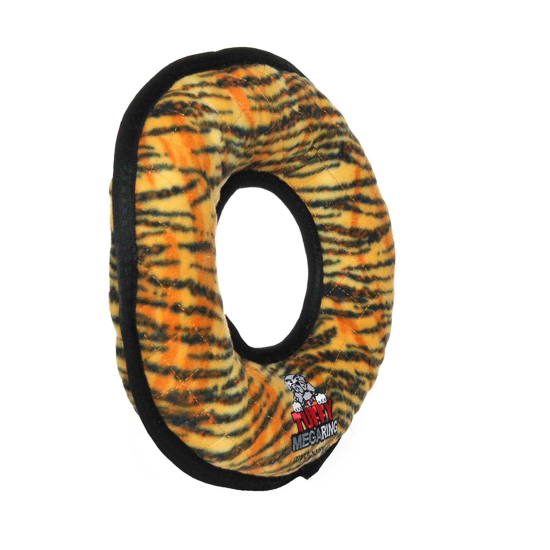 Tuffy Dog Toys - VIP Products - Tuffy Mega Ring Tiger, hållbar, tuff, pipig hundleksak