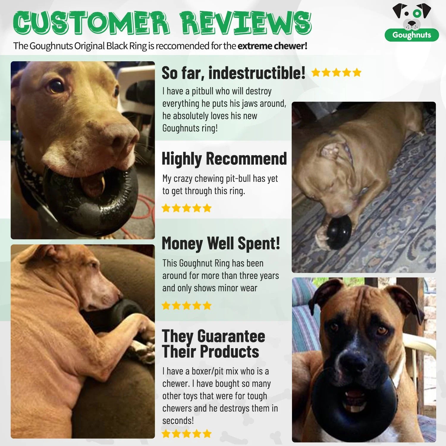 Goughnuts Power Chewer Ring – Svart Medium | Livstidsgaranti