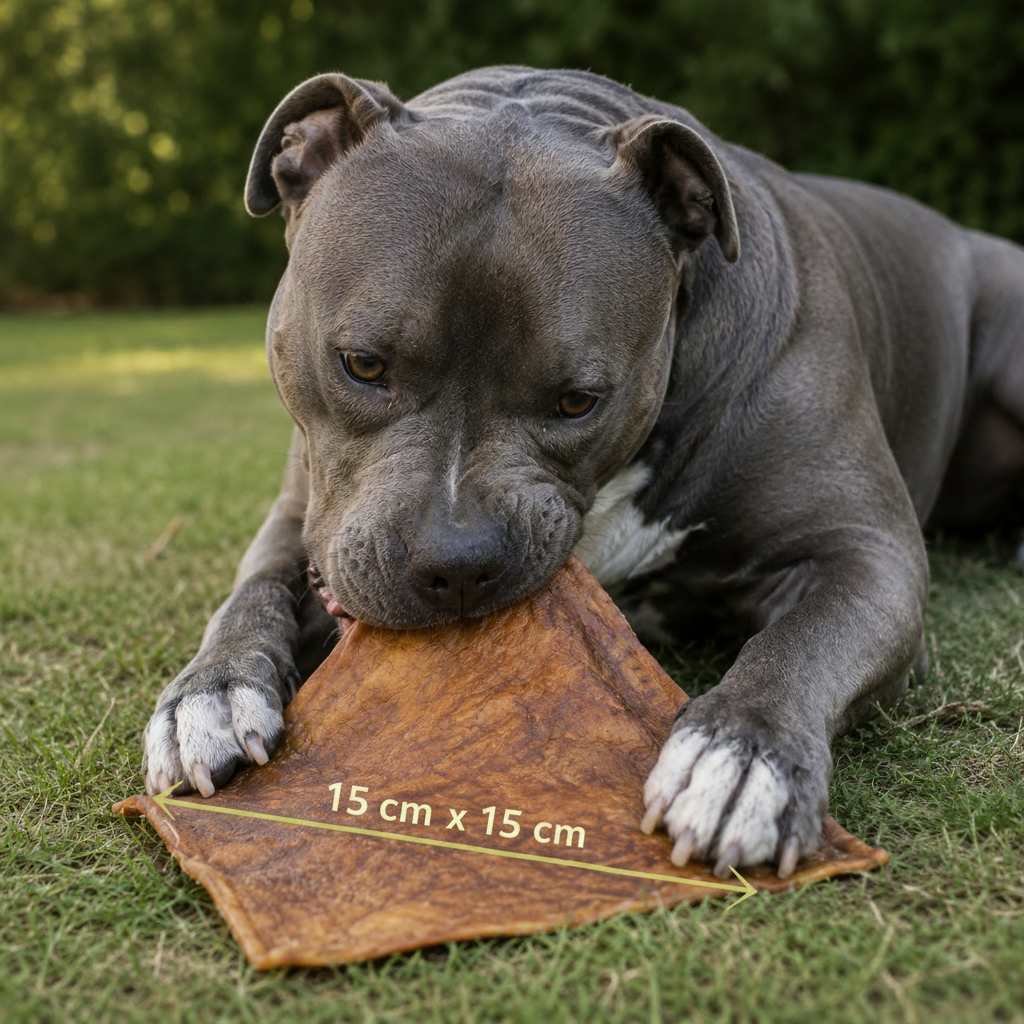 Nyhet! Buffelhudsplatta XL för Hund – Extra Hårt Naturtugg ca 15 x 15 cm