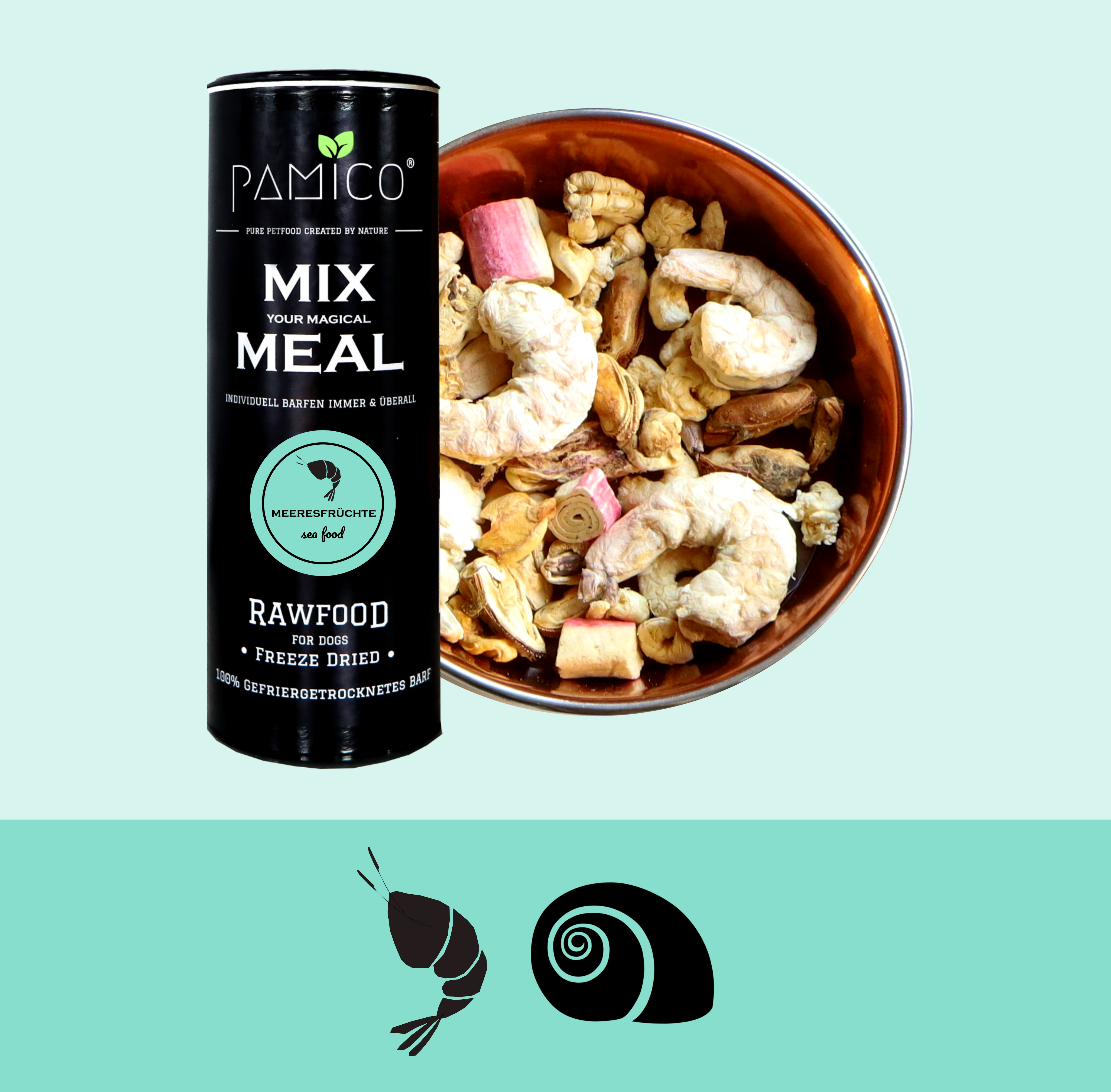 Pamico – Frystorkade skaldjur | MIX MEAL TorrBARF för hundar & katter (90 g)