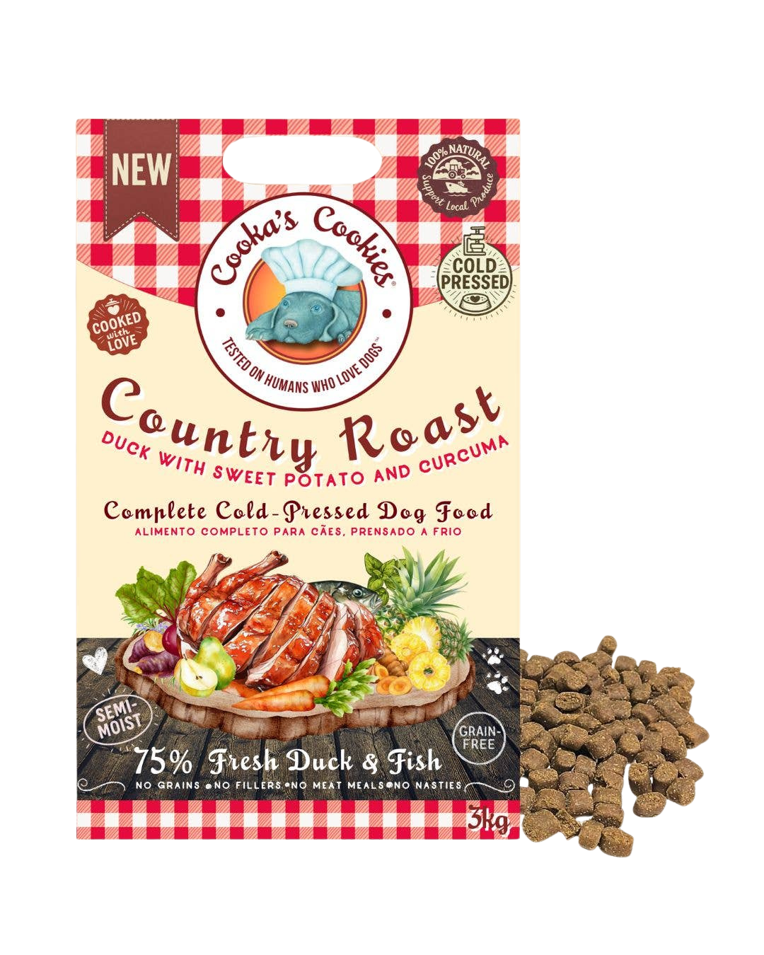 Country Roast – Kallpressat hundfoder med 75 % anka & fisk, 3 kg