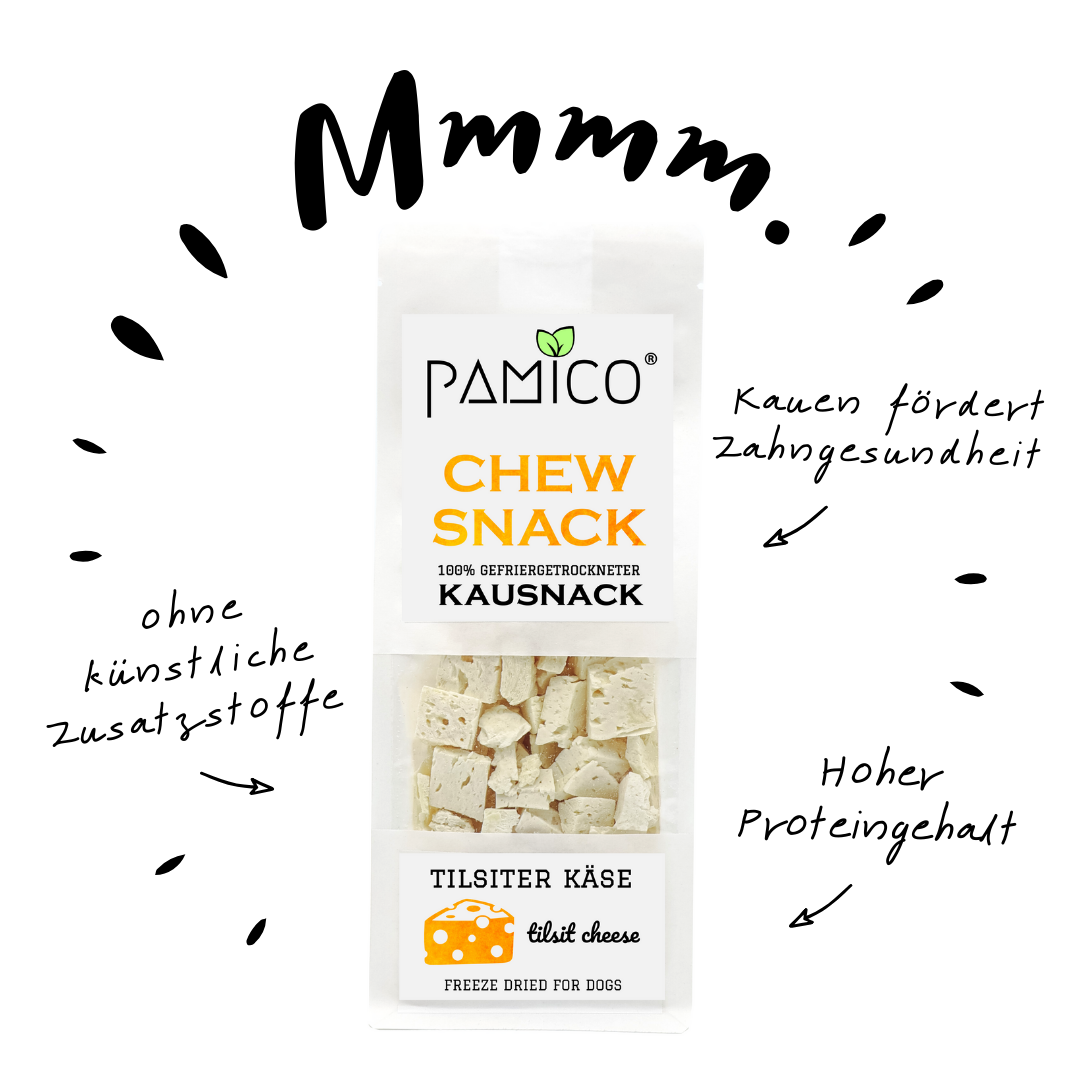 Pamico – Frystorkad ost (Tilsiter, utan salt) | Proteinrikt tuggodis för hundar