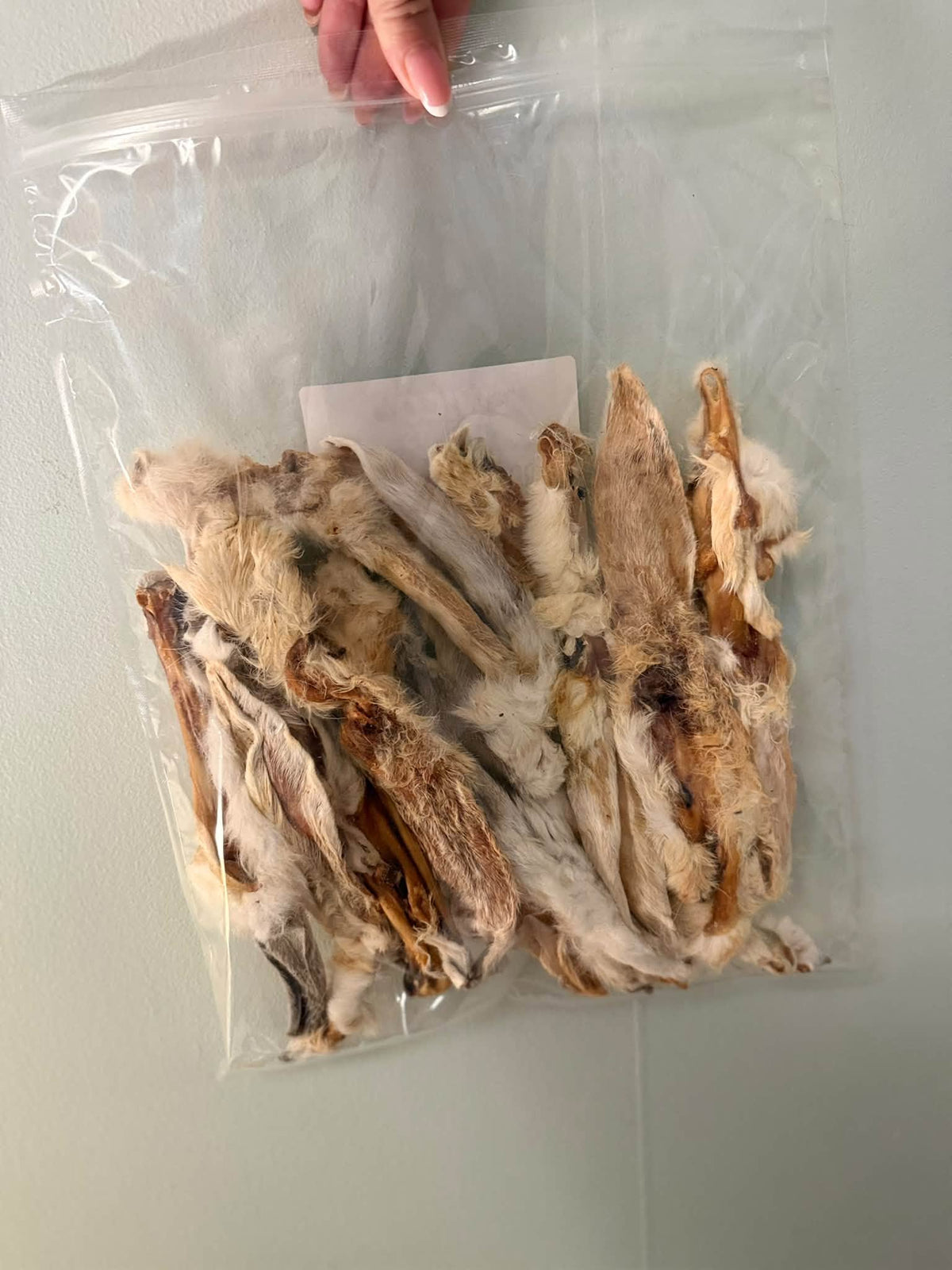 Kaninöron med päls 250 g