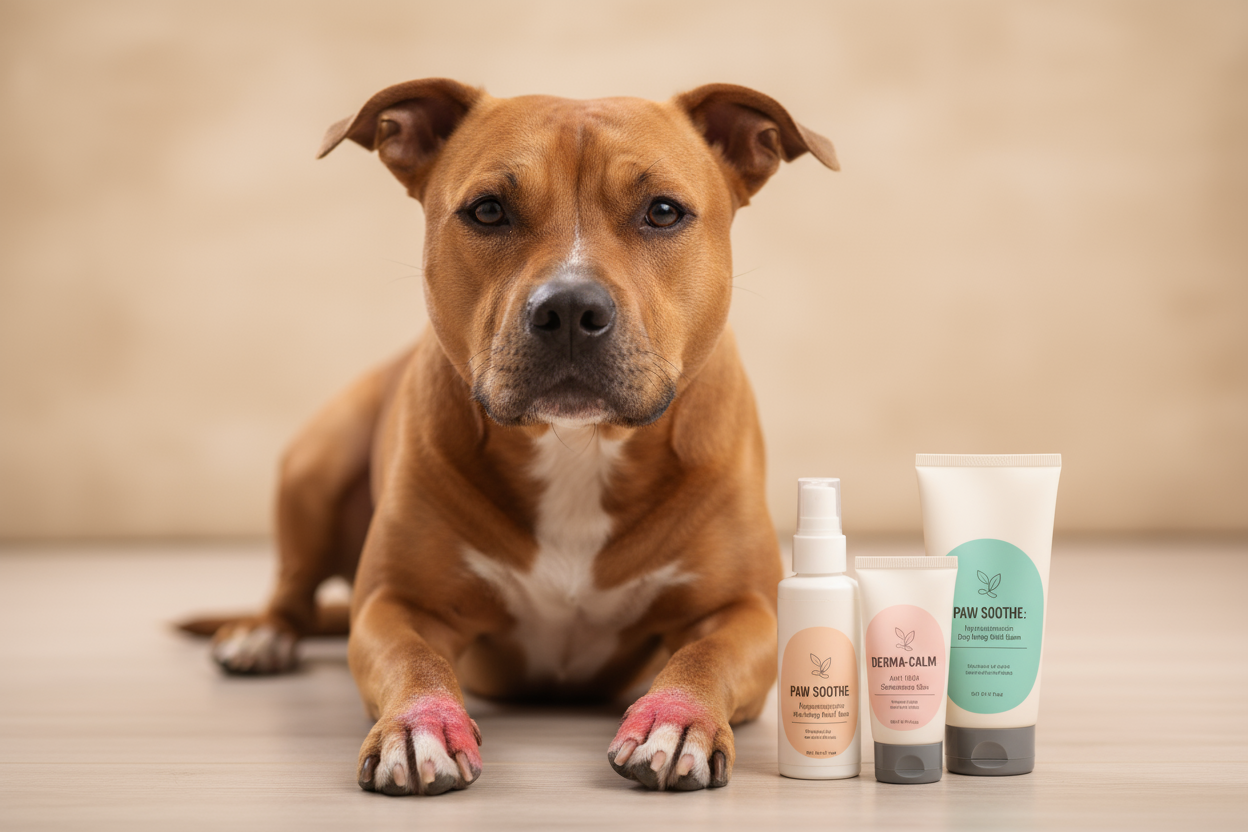 lite rödare om tassarna så man ser den har irriterad hud