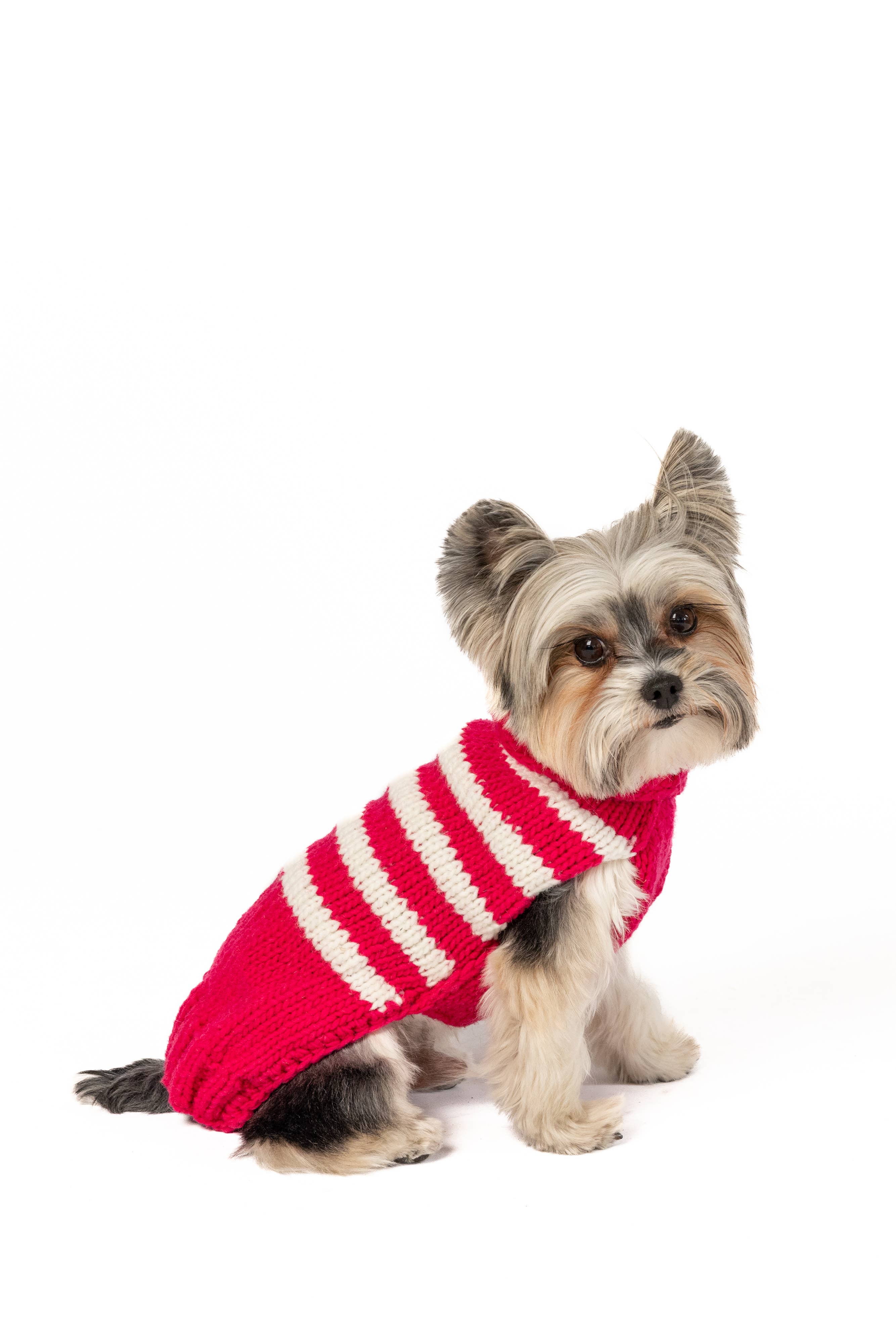Chilly Dog Katie Stripe – handstickad hundtröja i alpackaull Medium