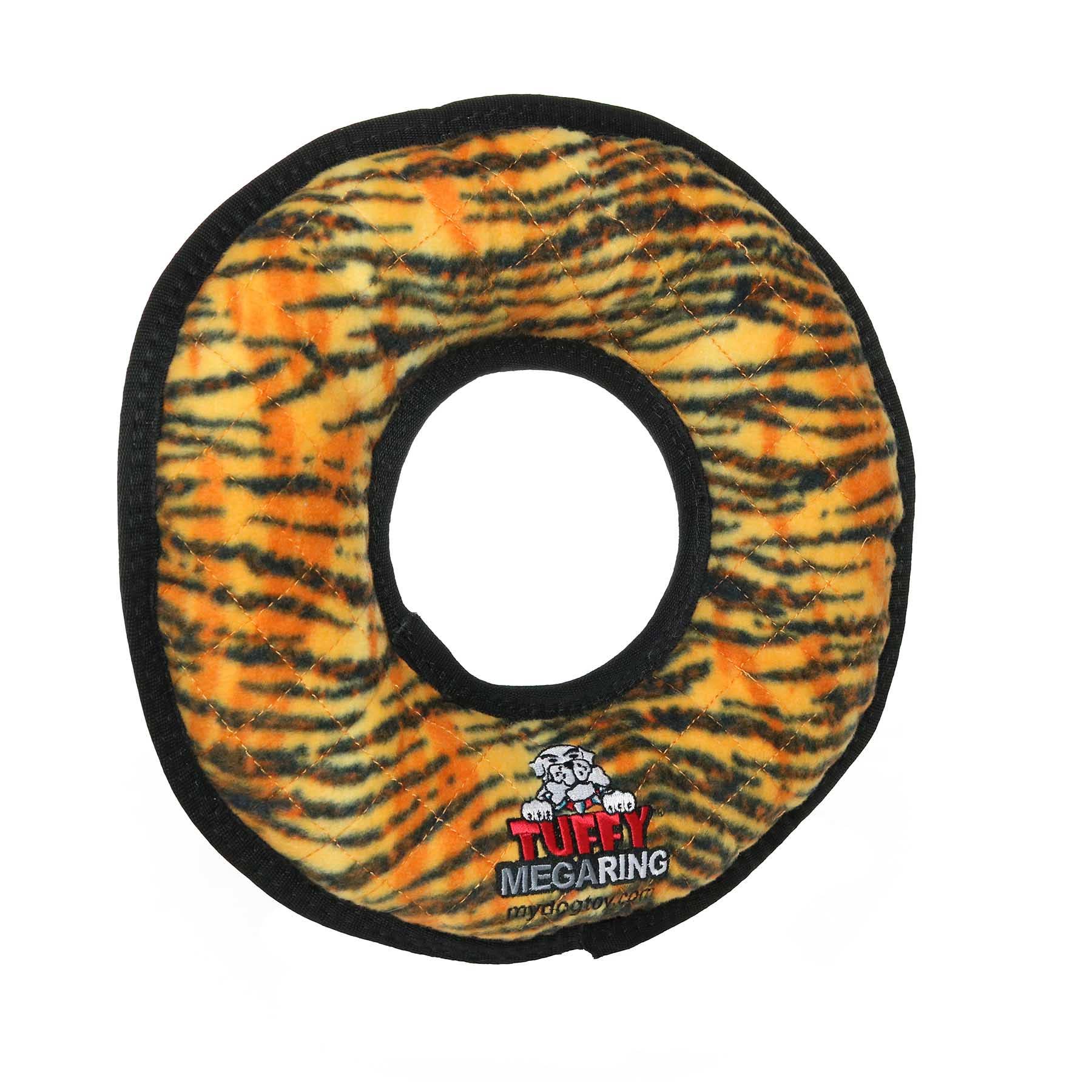 Tuffy Dog Toys - VIP Products - Tuffy Mega Ring Tiger, hållbar, tuff, pipig hundleksak