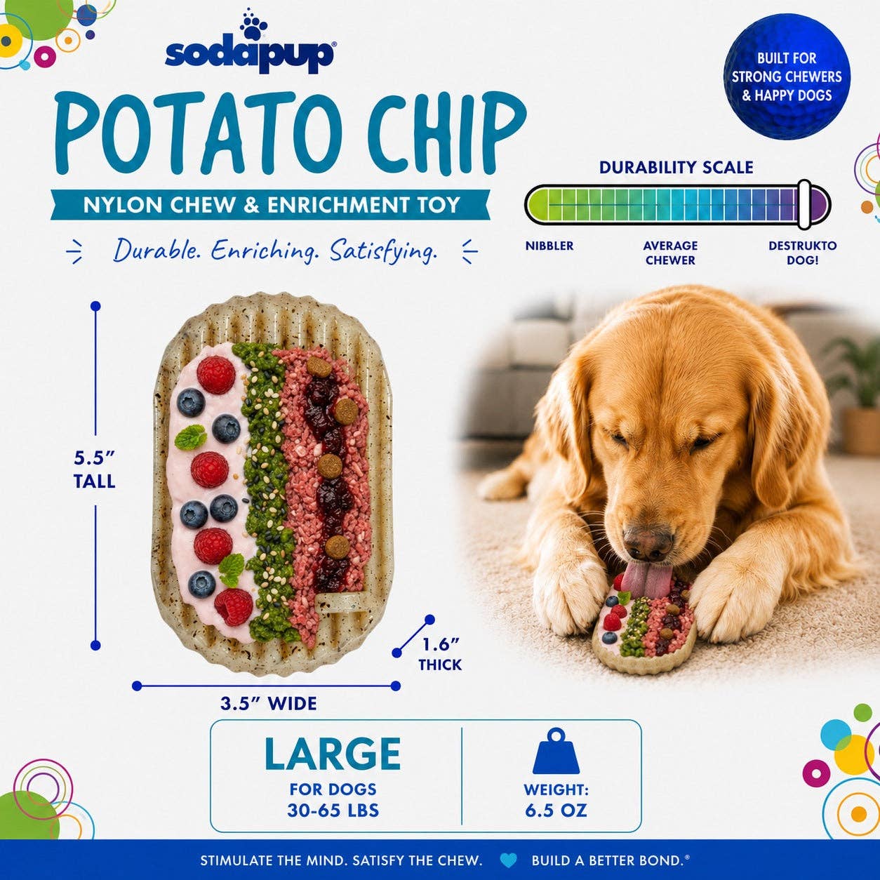 Potatischips – nylontugg och berikningsleksak för hund