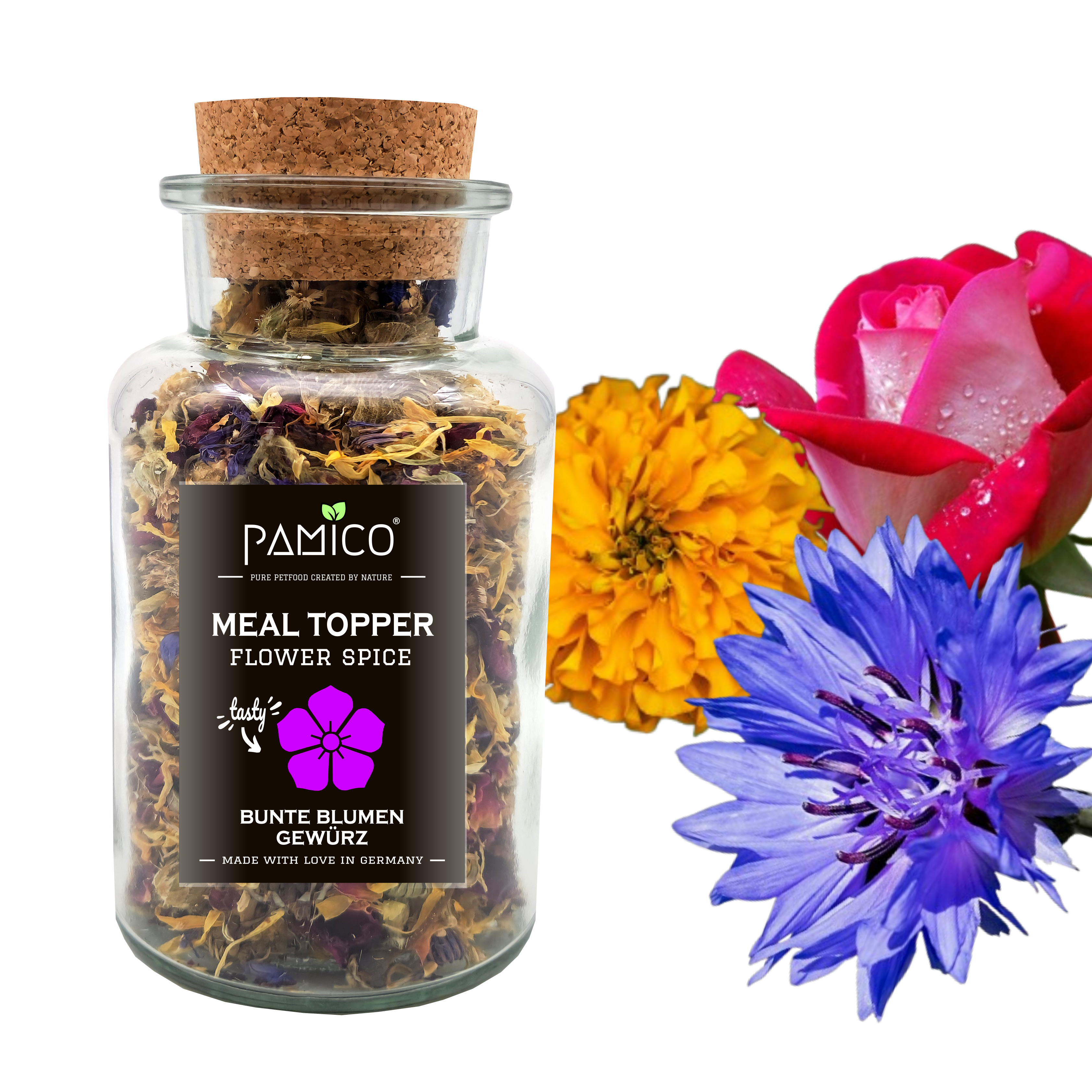 Botanisk Superfood BARF-topping – Ros, blåklint & ringblomma