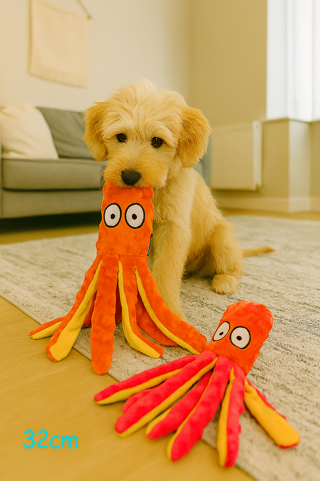 Quiker Pet Products - 32 cm - Ingen stoppning Squeak & Crinkle OctoPals - Hund leksak - 4-pack