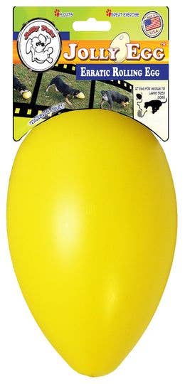 Jolly Egg 20 cm gul – interaktiv hundleksak för jakt, lek och vatten