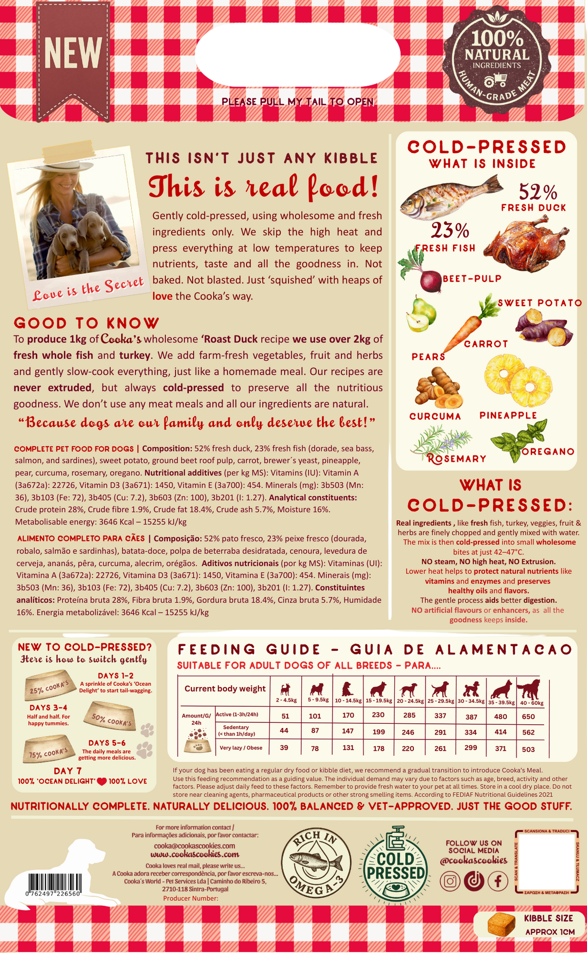 Country Roast – Kallpressat hundfoder med 75 % anka & fisk, 3 kg