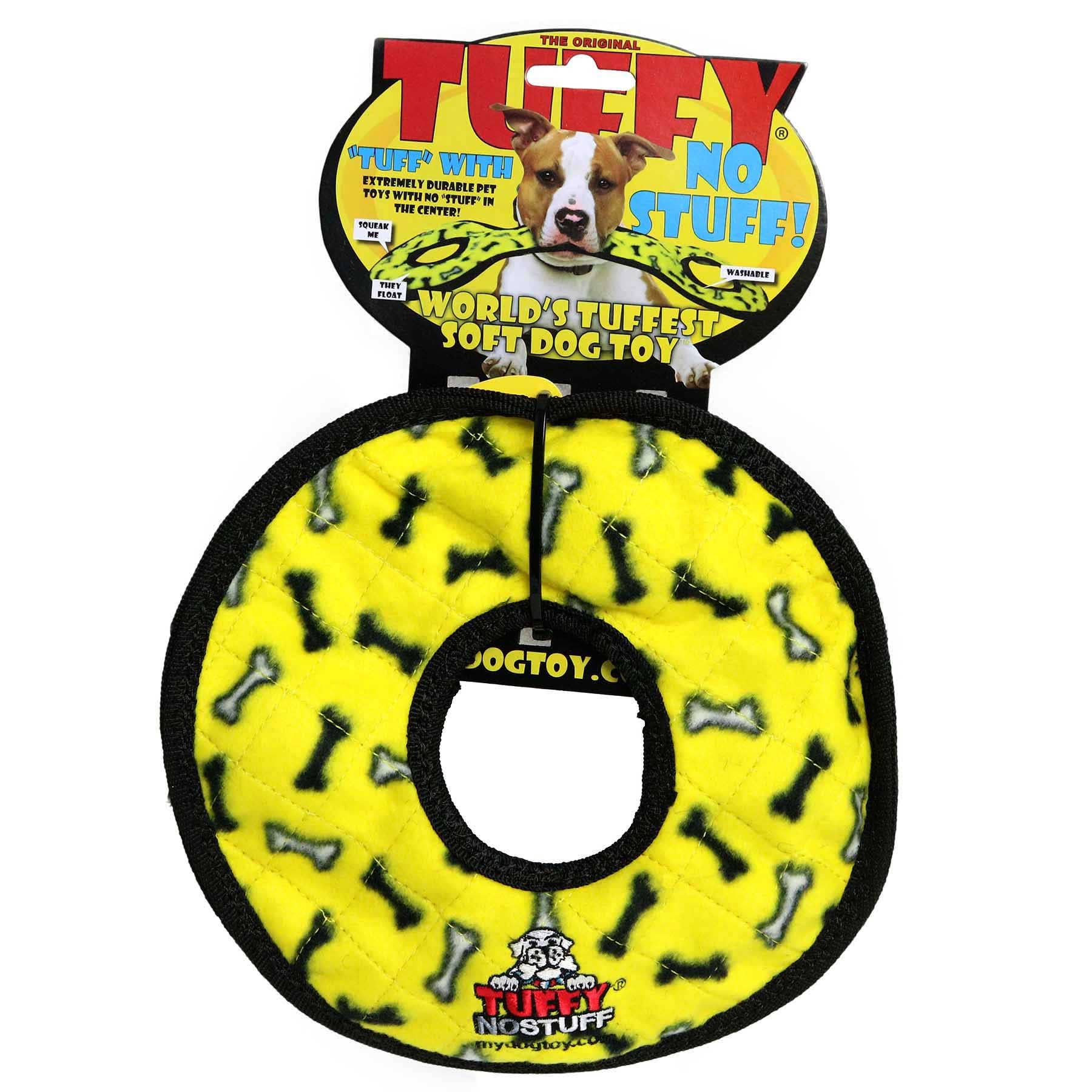 Tuffy No Stuff Ultimate Ring – Gul | Slitstark Squeaky Hundleksak