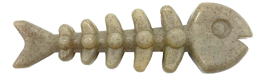 SodaPup Dog Toys - Fish Bone Ultra Slitstark Nylon tuggleksak: Brun