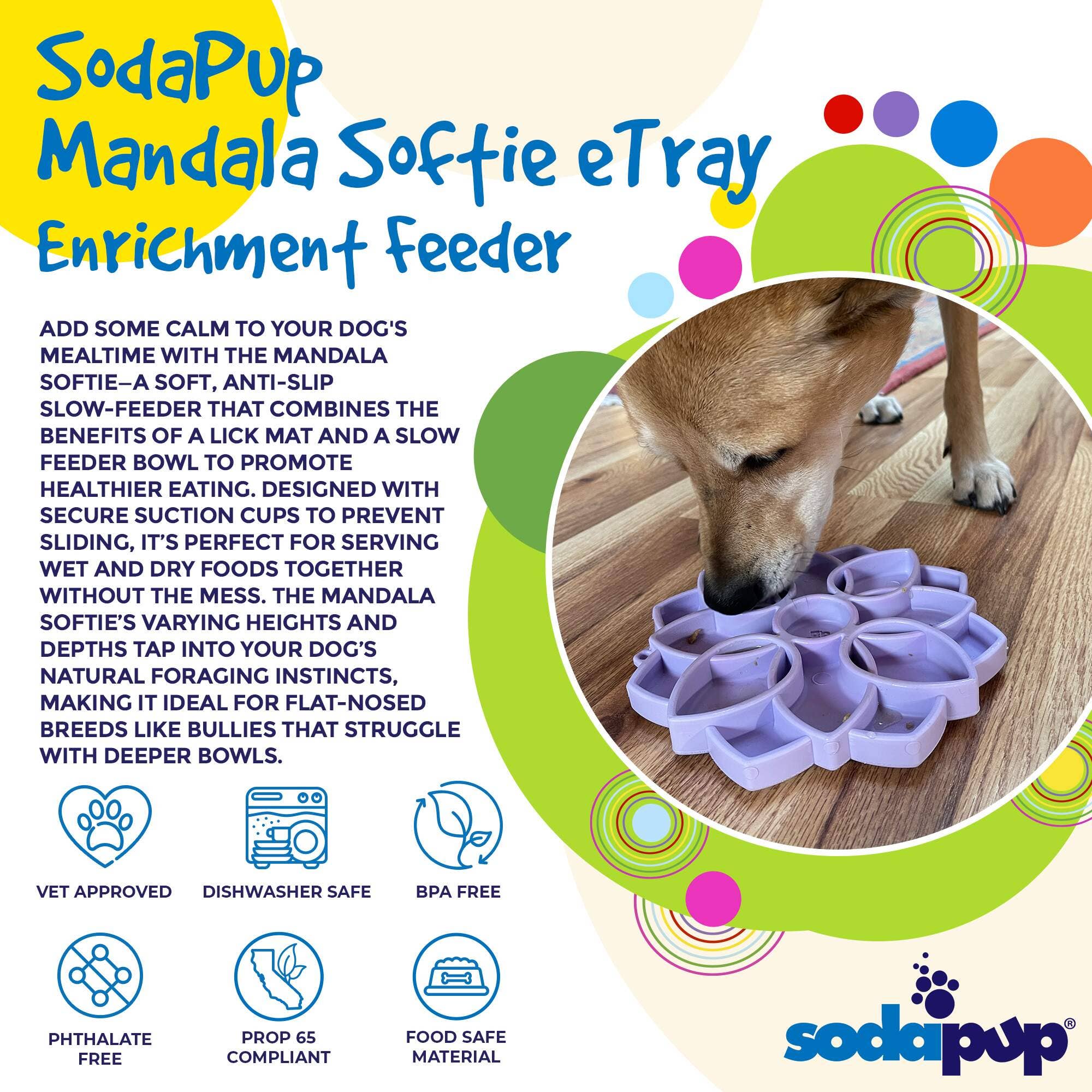 SodaPup Dog Toys - Mandala ”Softie” eTray berikningsbricka för hundar: Ljusrosa
