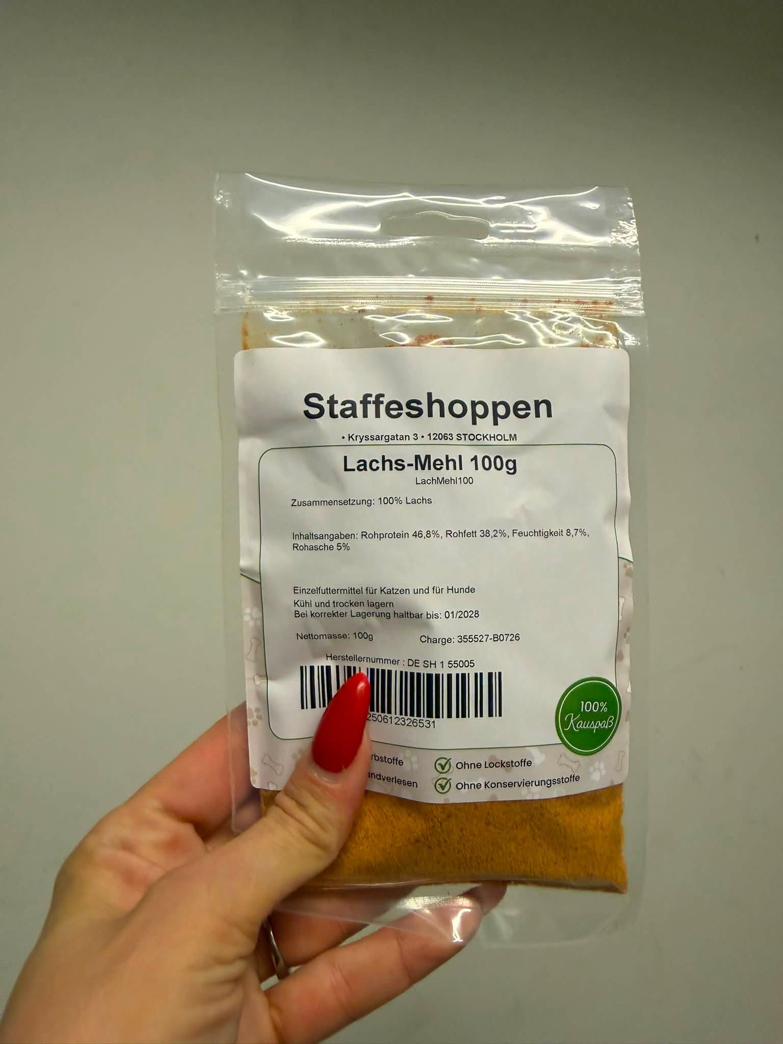 Laxmjöl – Monoprotein Fodertopping av 100 % Lax 100 g