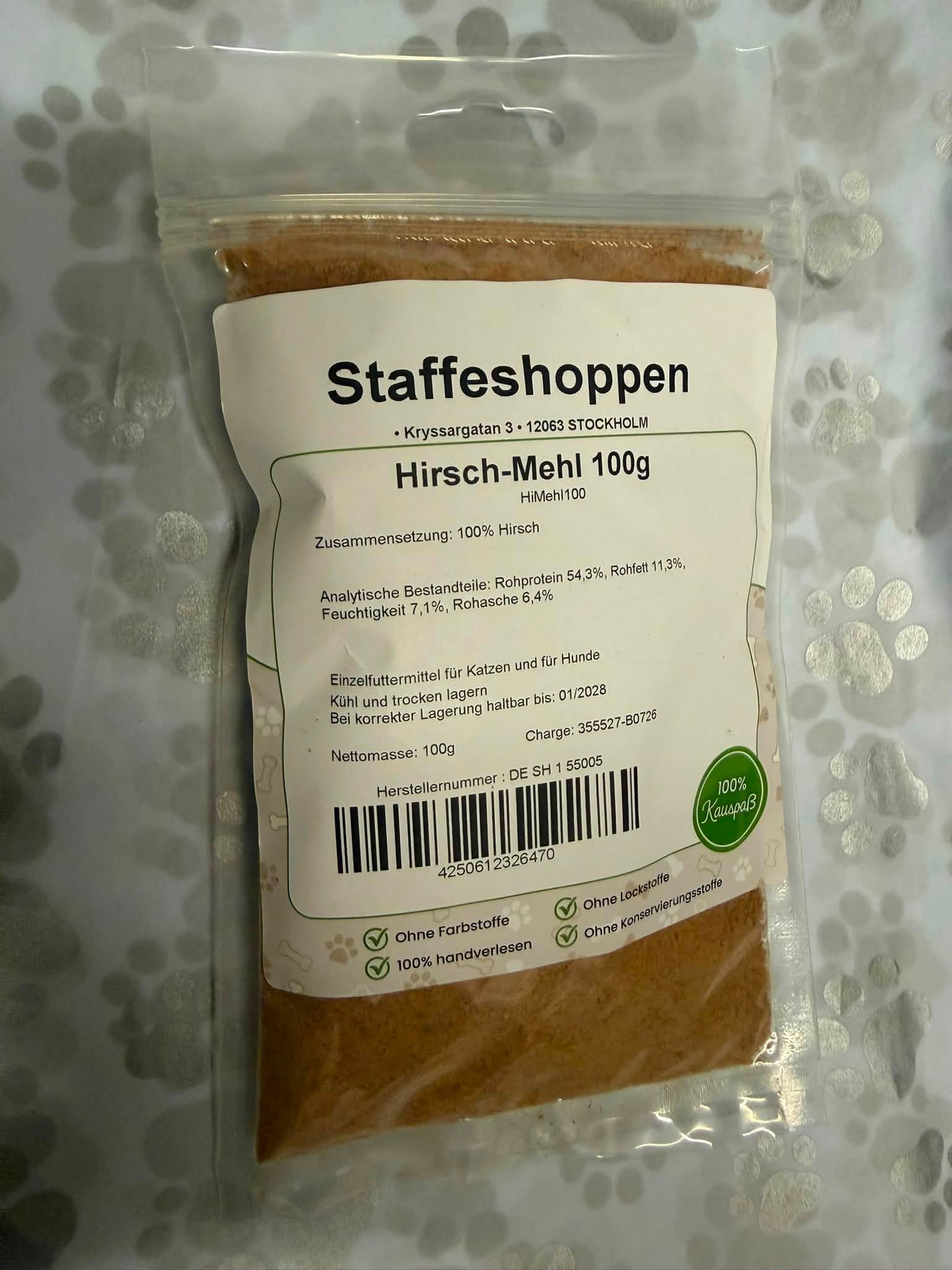 Hjortmjöl – Monoprotein Fodertopping 100 g
