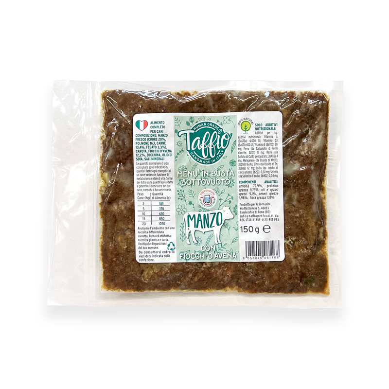 Taffio Pet Food – Nötkött 150 g | Komplett våtfoder i vakuumförpackning