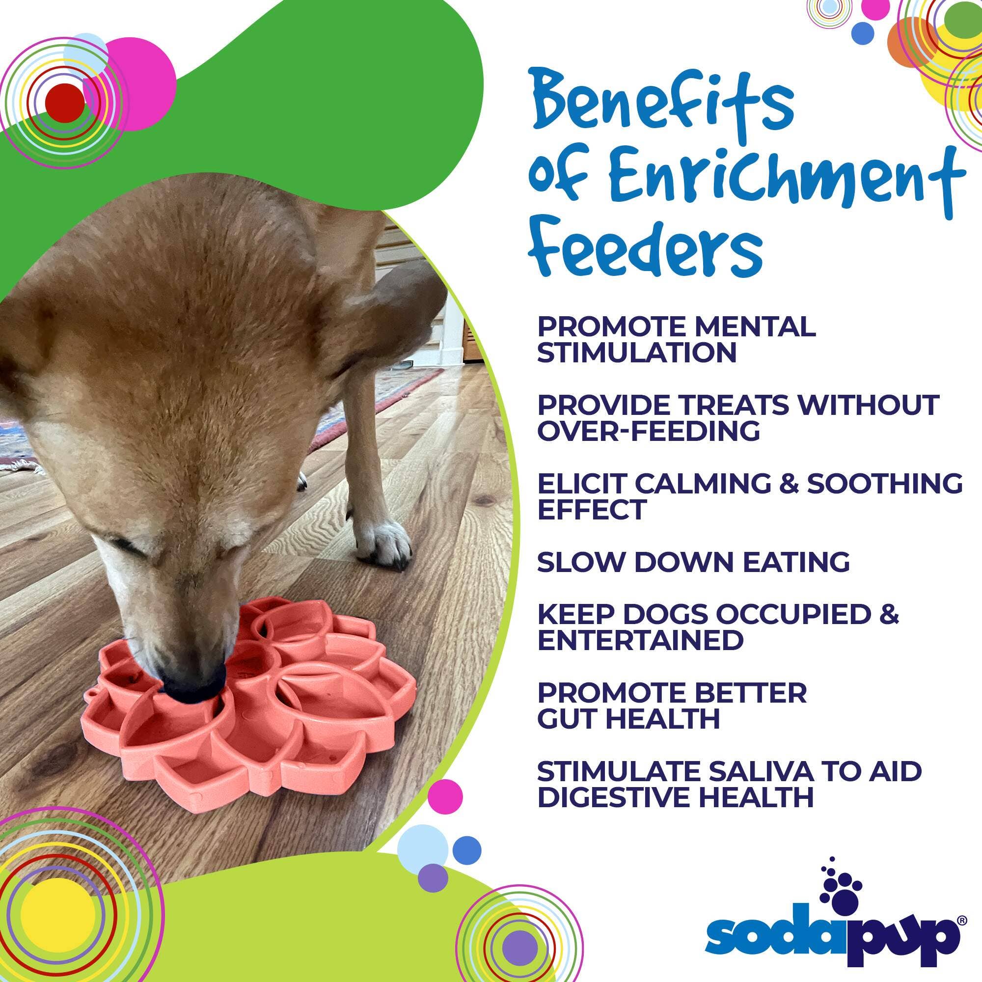 SodaPup Dog Toys - Mandala ”Softie” eTray berikningsbricka för hundar: Ljusgrön