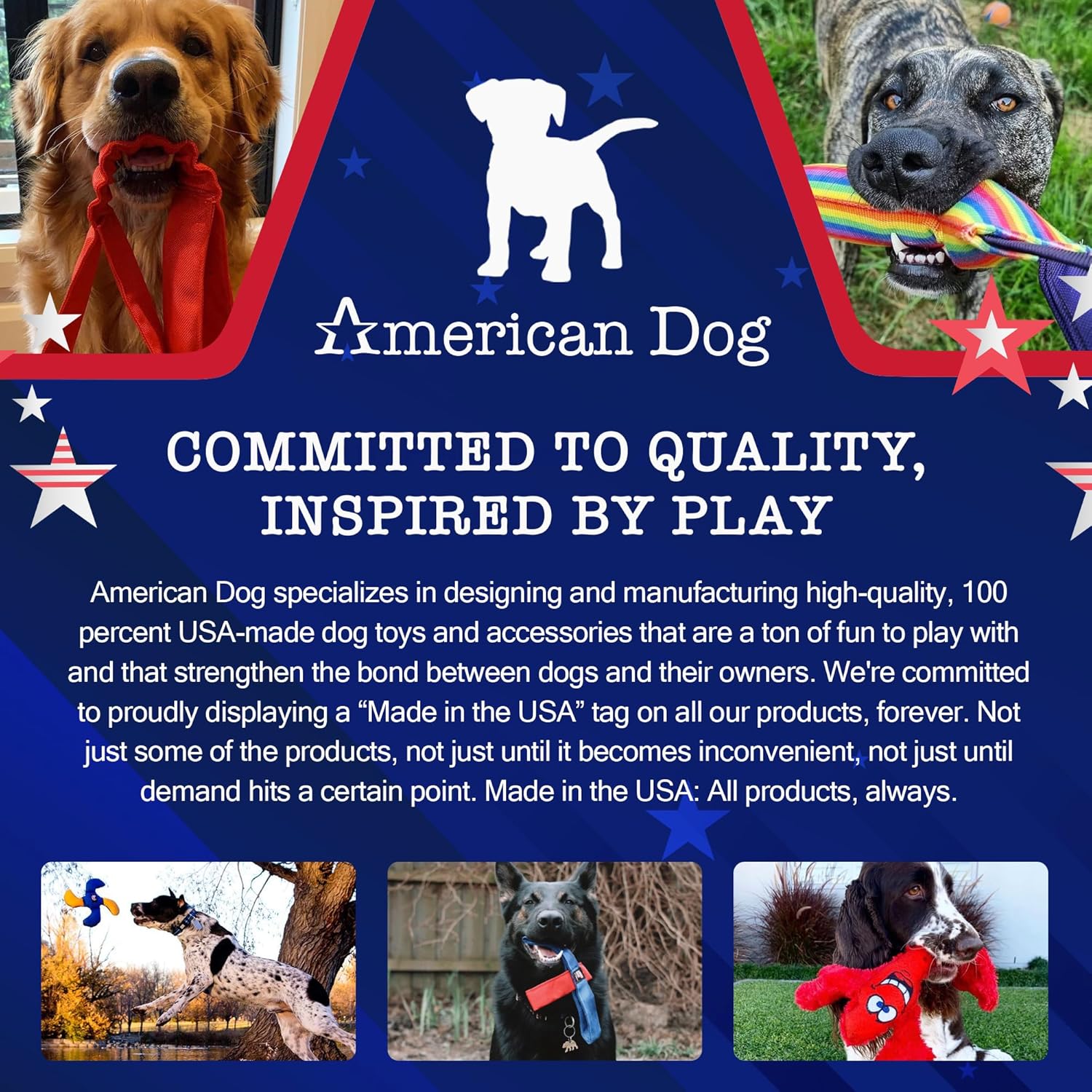 American Dog Tug N Toss – slitstark drag- och kastleksak i ballistisk nylon