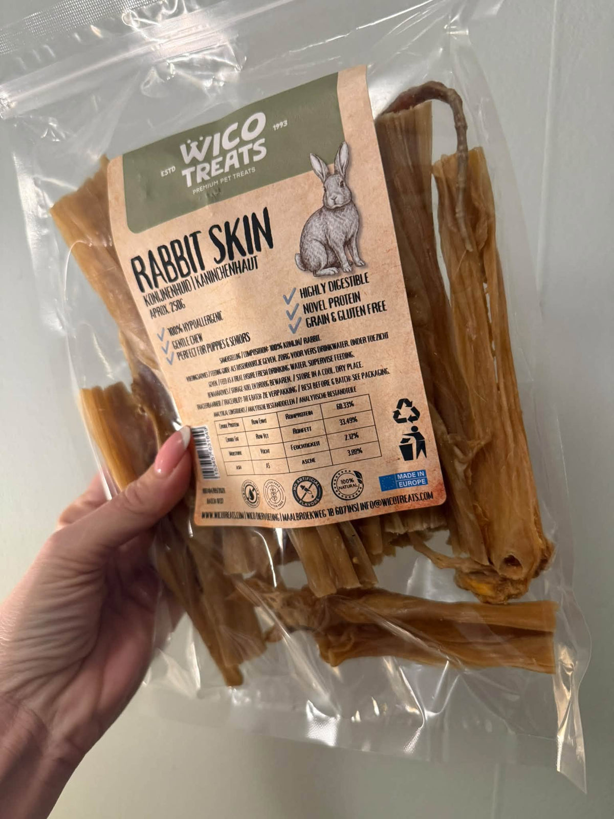 Kaninskinn 250 g – naturligt hypoallergent tugggodis