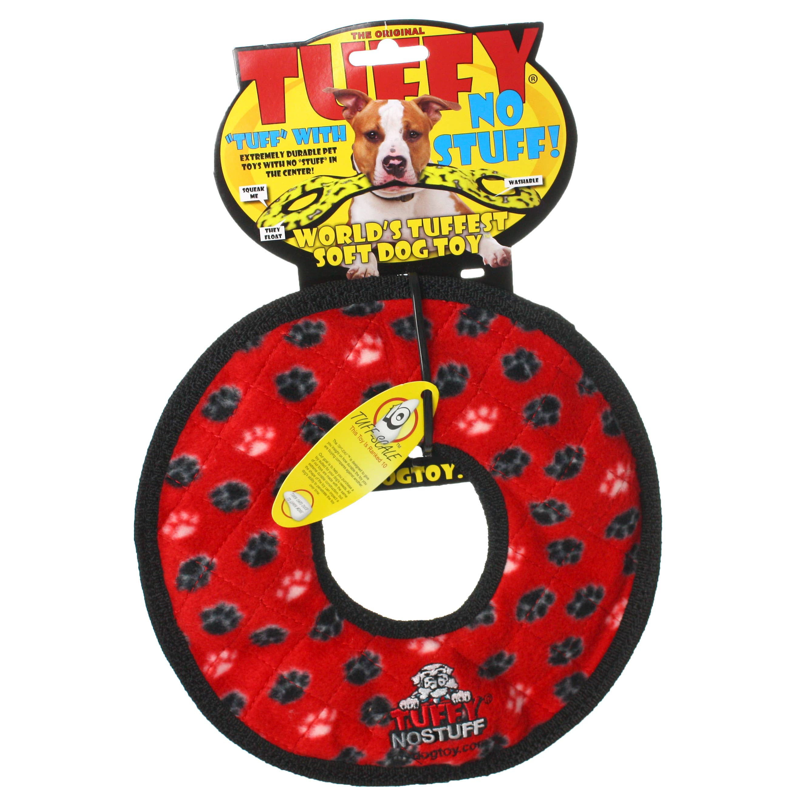 Tuffy No Stuff Ultimate Ring – Röd | Slitstark Squeaky Hundleksak