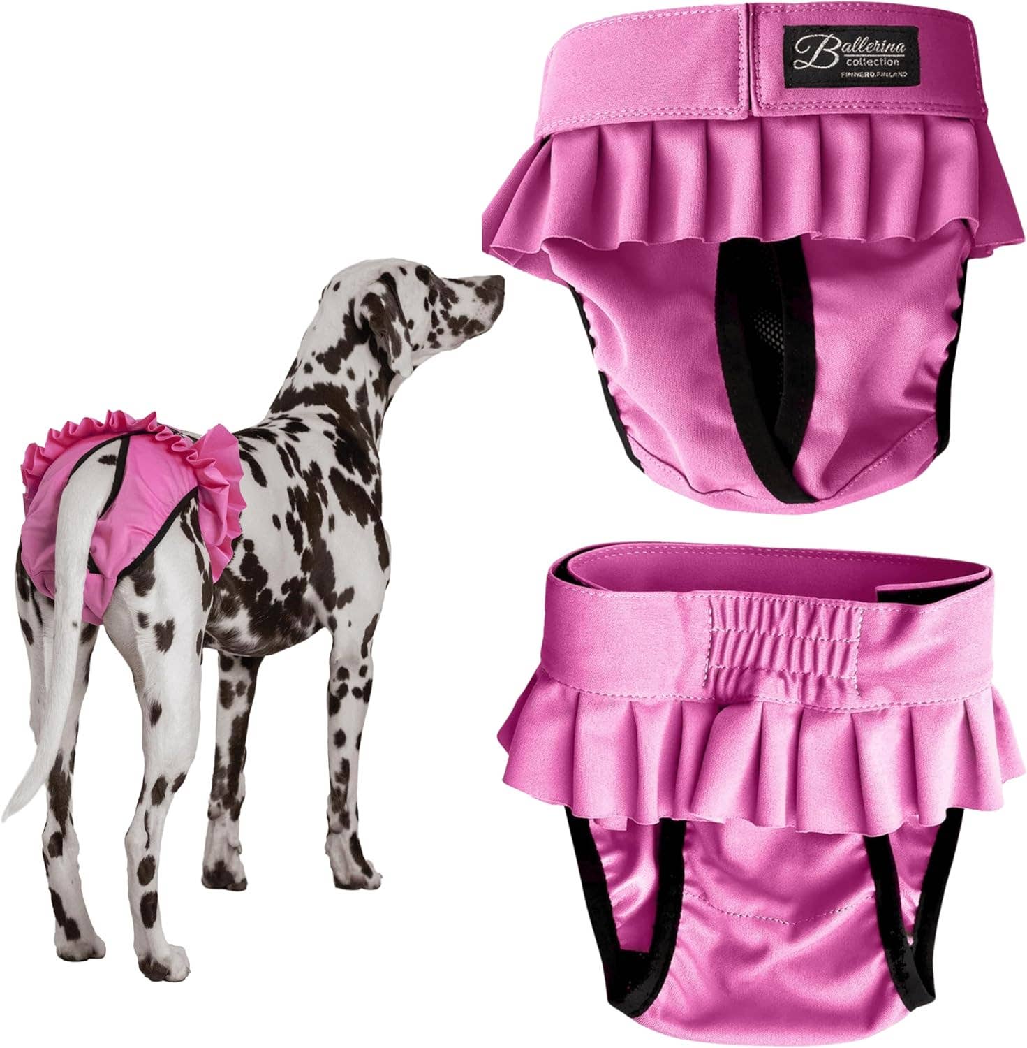 FINNERO BALLERINA Hundhygienbyxor – Rosa | Tvättbara tikskydd
